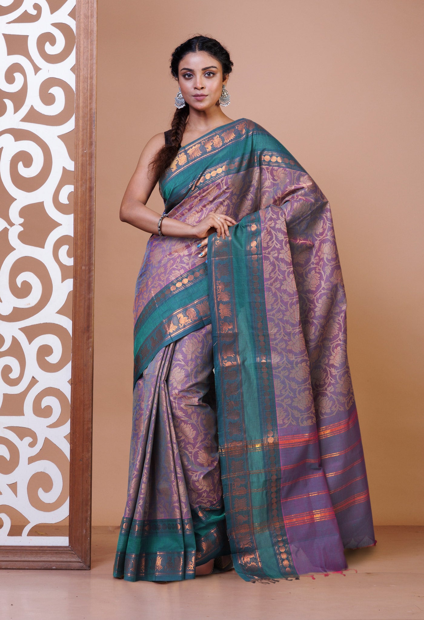 Pink Pure Pavani Handcrafted Jacquard Chettinad Cotton Saree-UNM82806