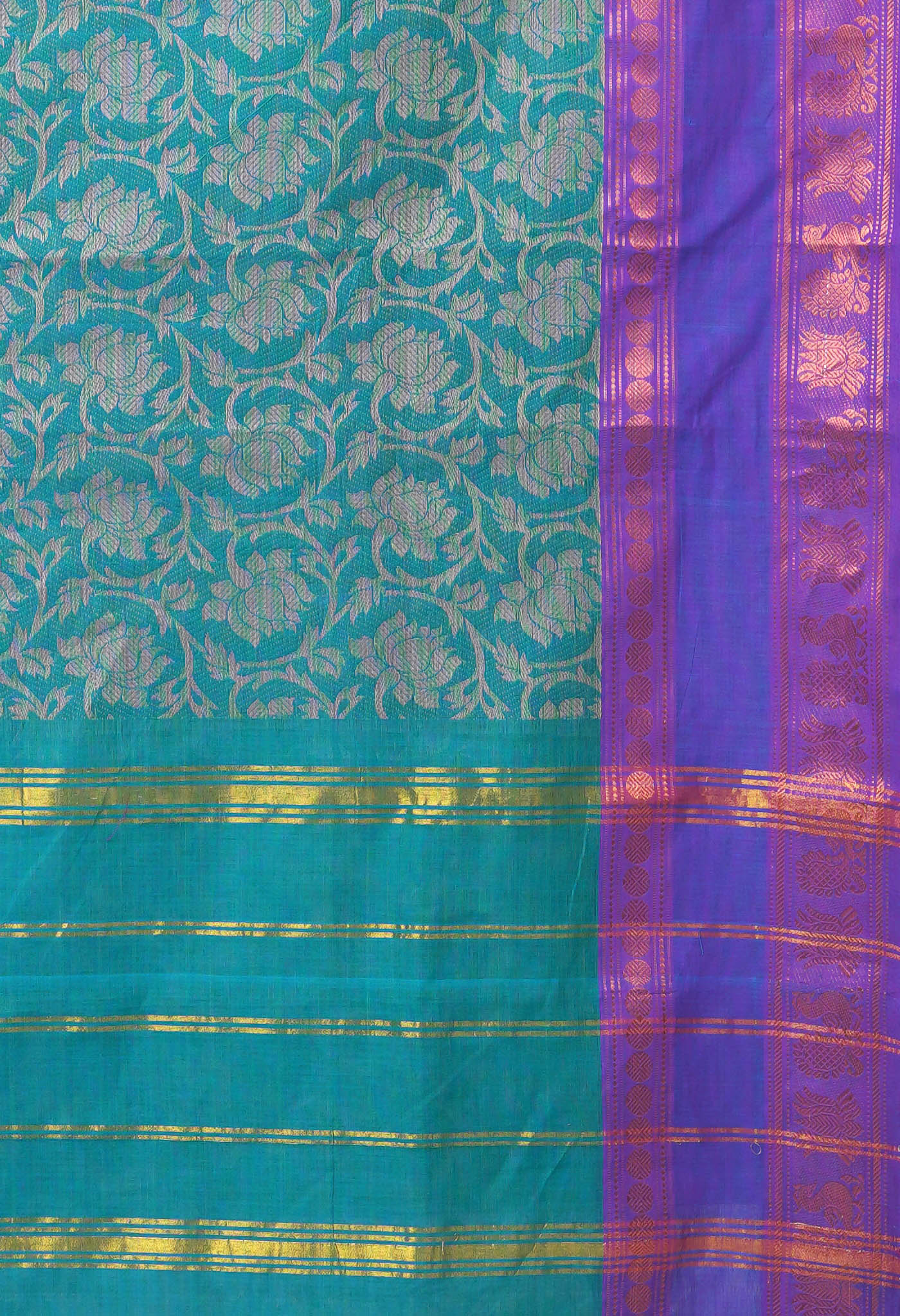 Blue Pure Pavani Handcrafted Jacquard Chettinad Cotton Saree-UNM82807