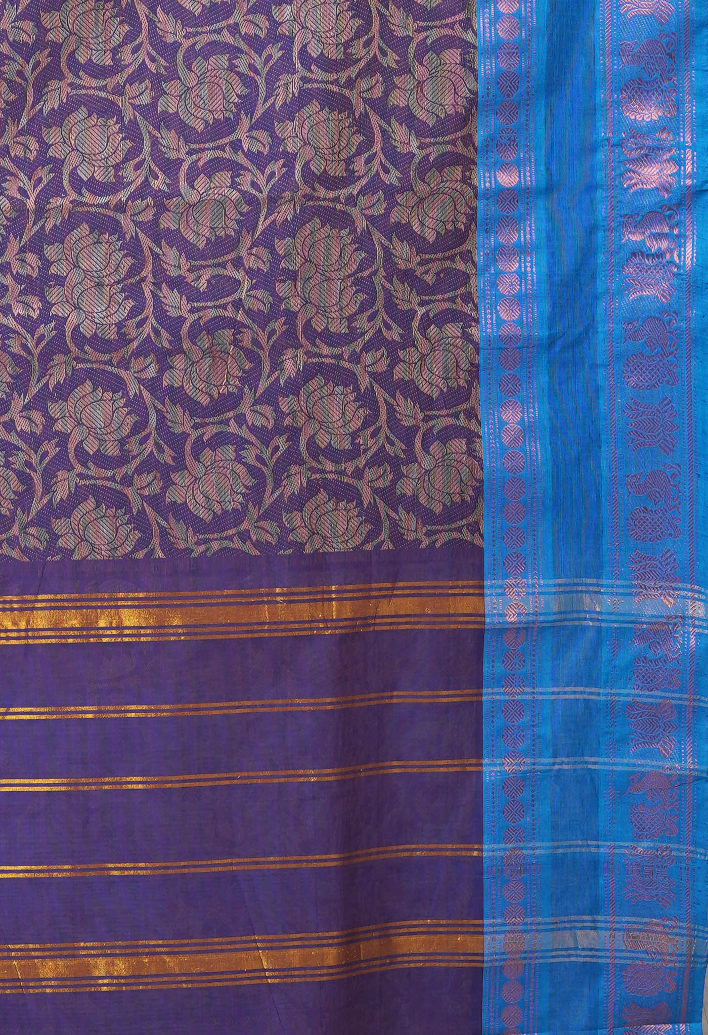 Violet Pure Pavani Handcrafted Jacquard Chettinad Cotton Saree-UNM82810