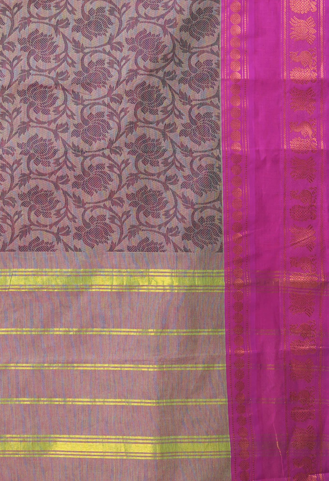 Green Pure Pavani Handcrafted Jacquard Chettinad Cotton Saree-UNM82811