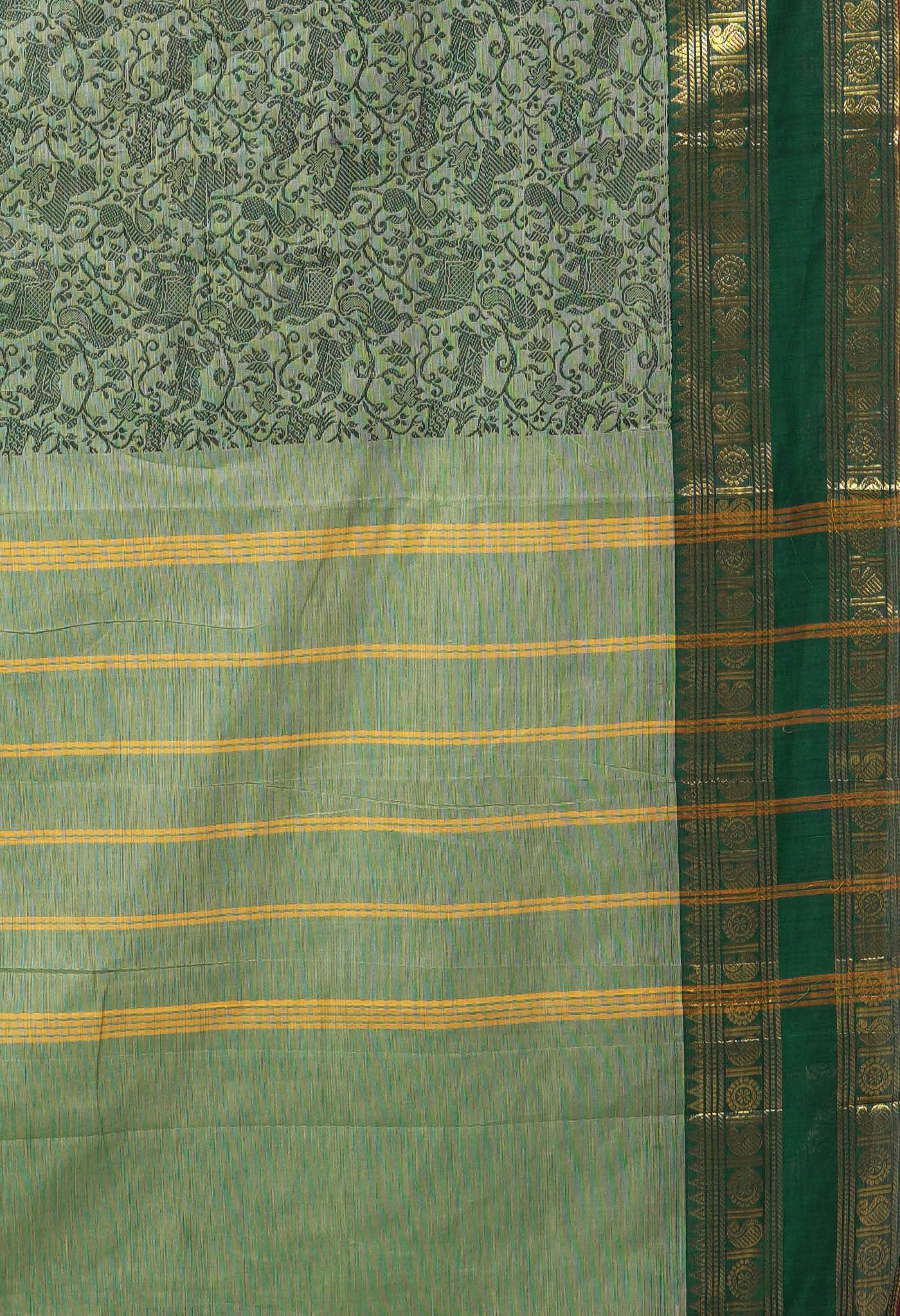 Green Pure Pavani Handcrafted Jacquard Chettinad Cotton Saree-UNM82815