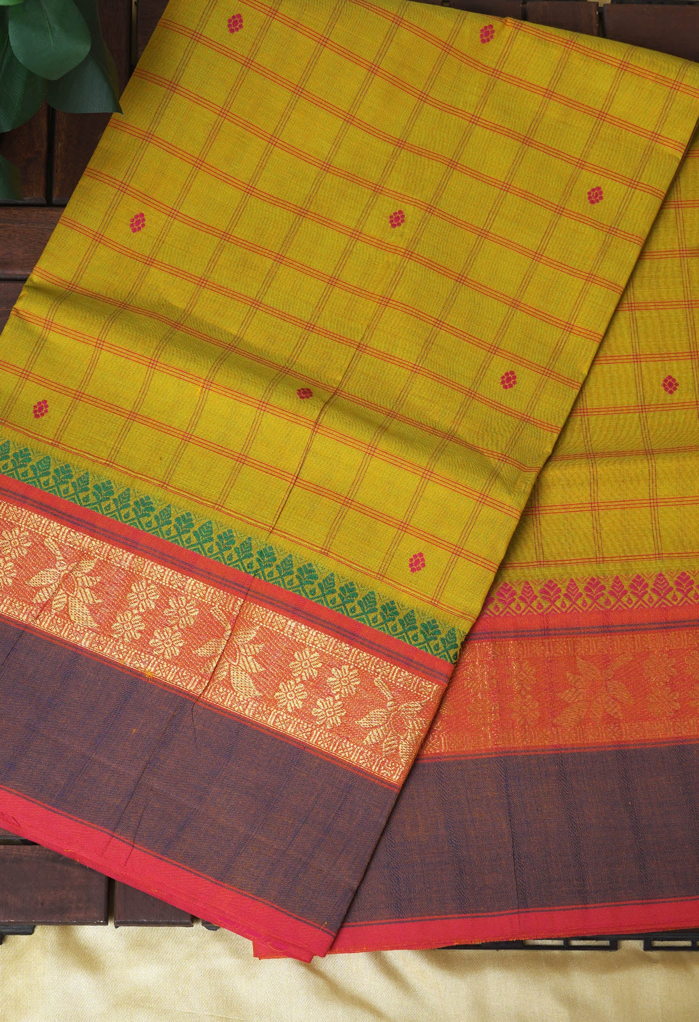 Green Pure Pavani Handcrafted Kanchi Cotton Saree-UNM82819