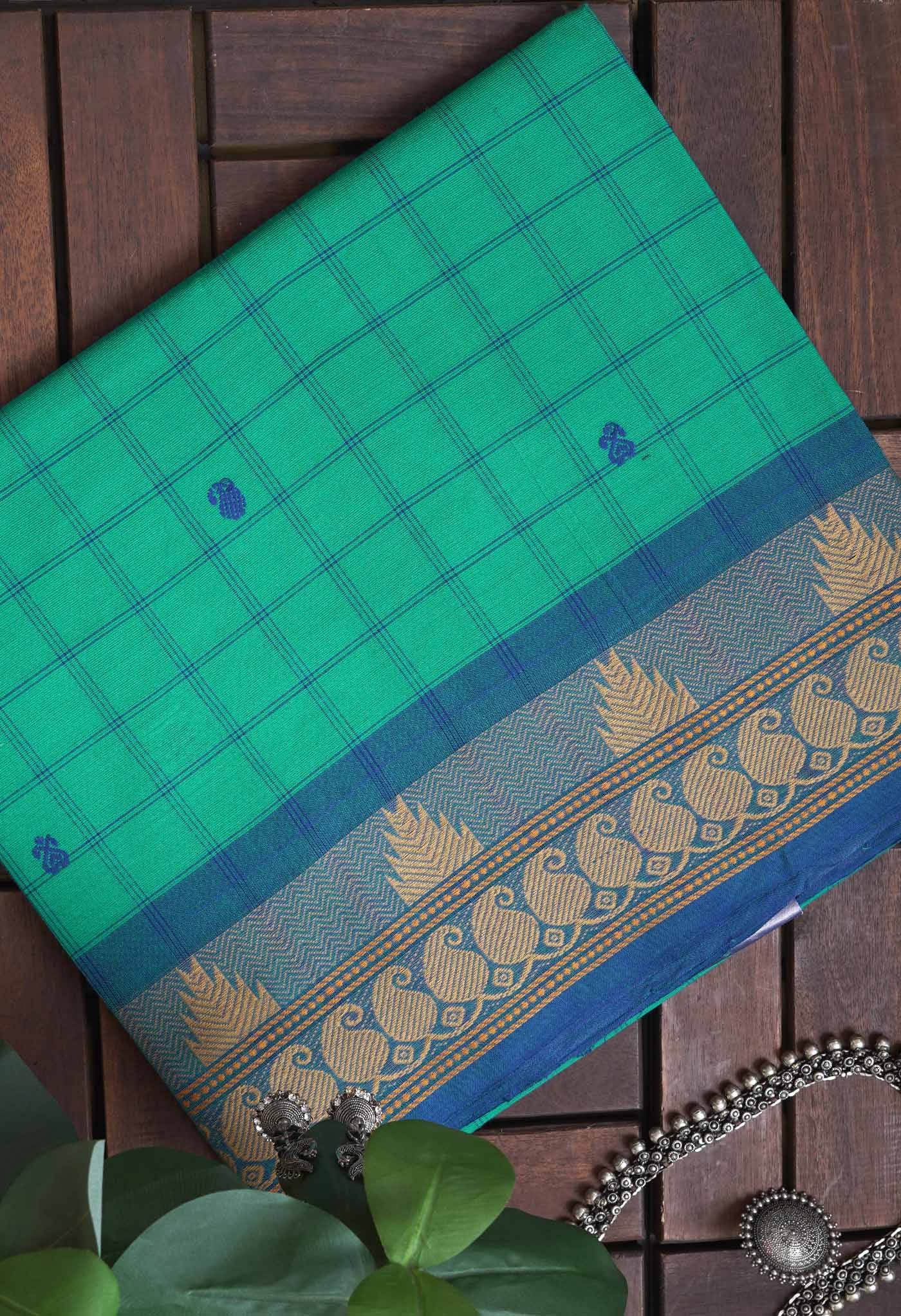 Green Pure Pavani Handcrafted Kanchi Cotton Saree-UNM82820