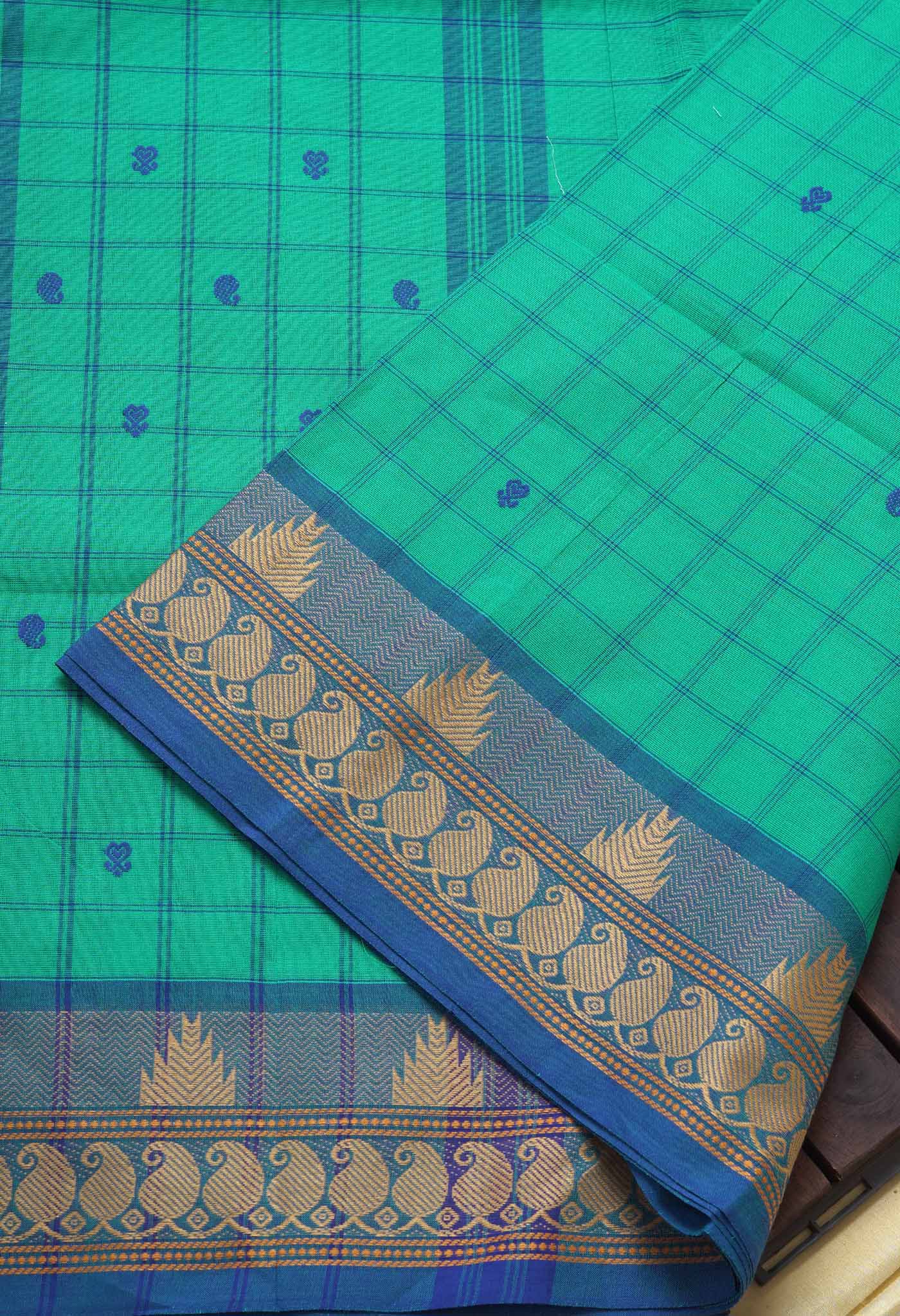 Green Pure Pavani Handcrafted Kanchi Cotton Saree-UNM82820