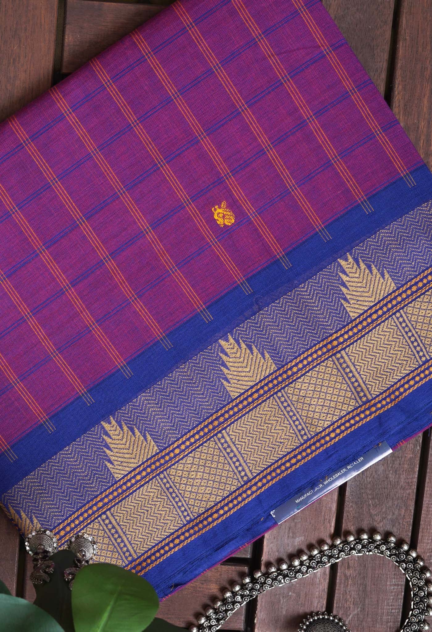 Purple Pure Pavani Handcrafted Kanchi Cotton Saree-UNM82821
