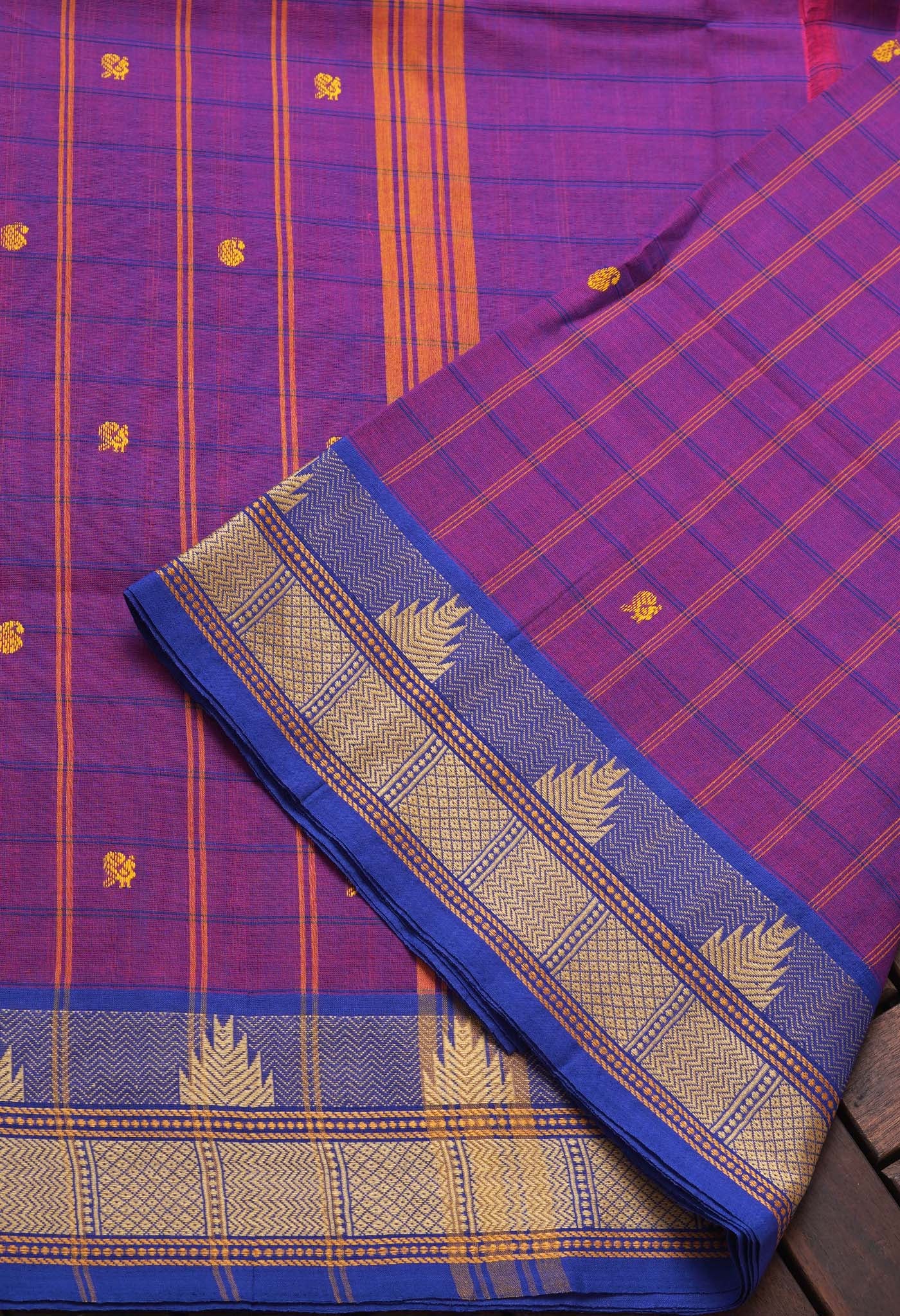 Purple Pure Pavani Handcrafted Kanchi Cotton Saree-UNM82821