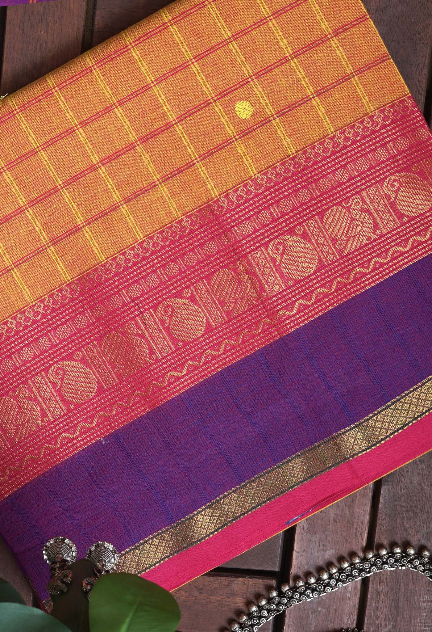 Yellow Pure Pavani Handcrafted Kanchi Cotton Saree-UNM82822
