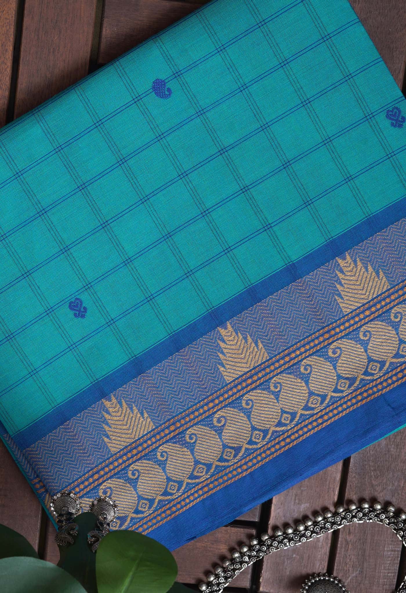 Blue Pure Pavani Handcrafted Kanchi Cotton Saree-UNM82823