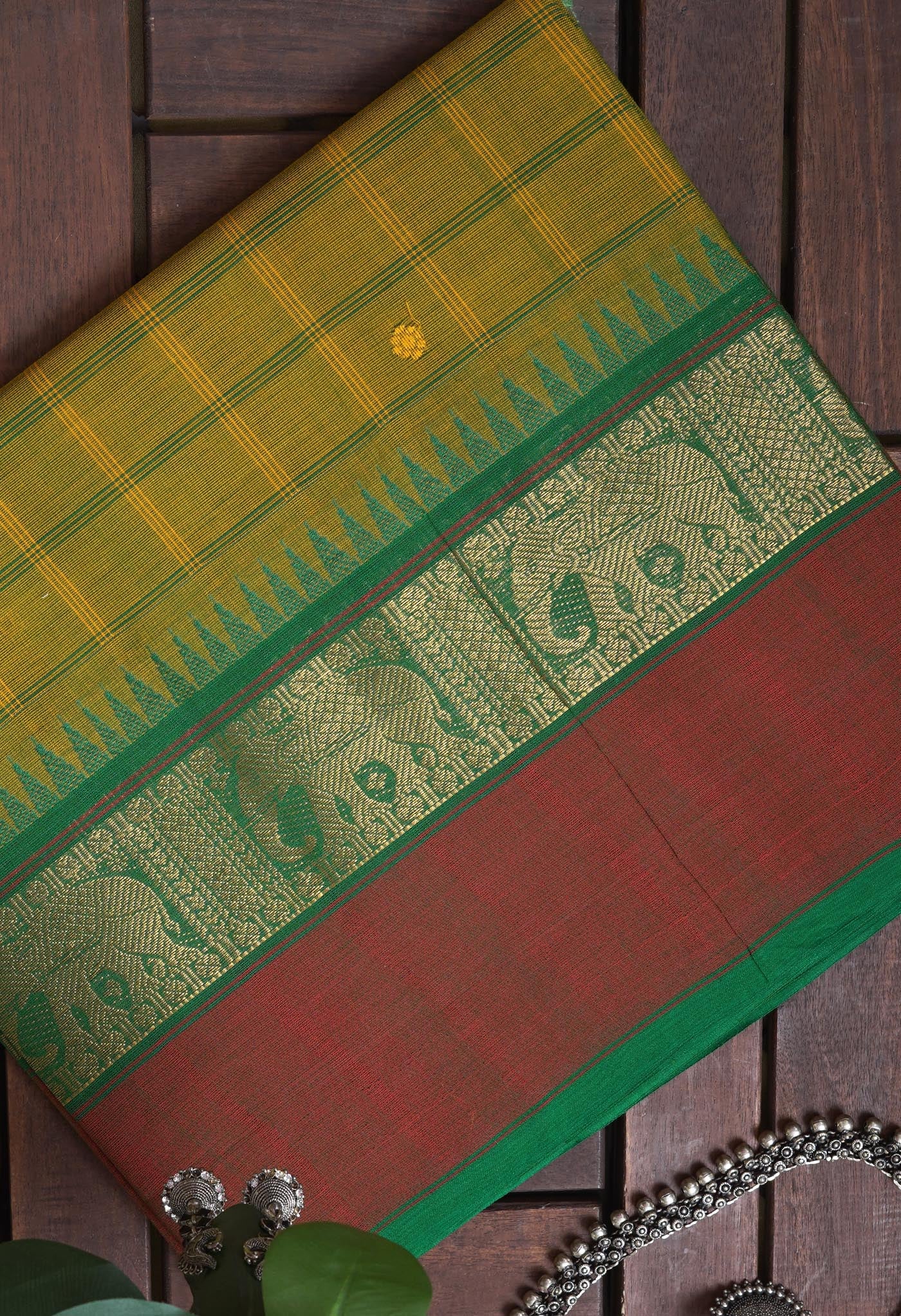 Green Pure Pavani Handcrafted Kanchi Cotton Saree-UNM82825
