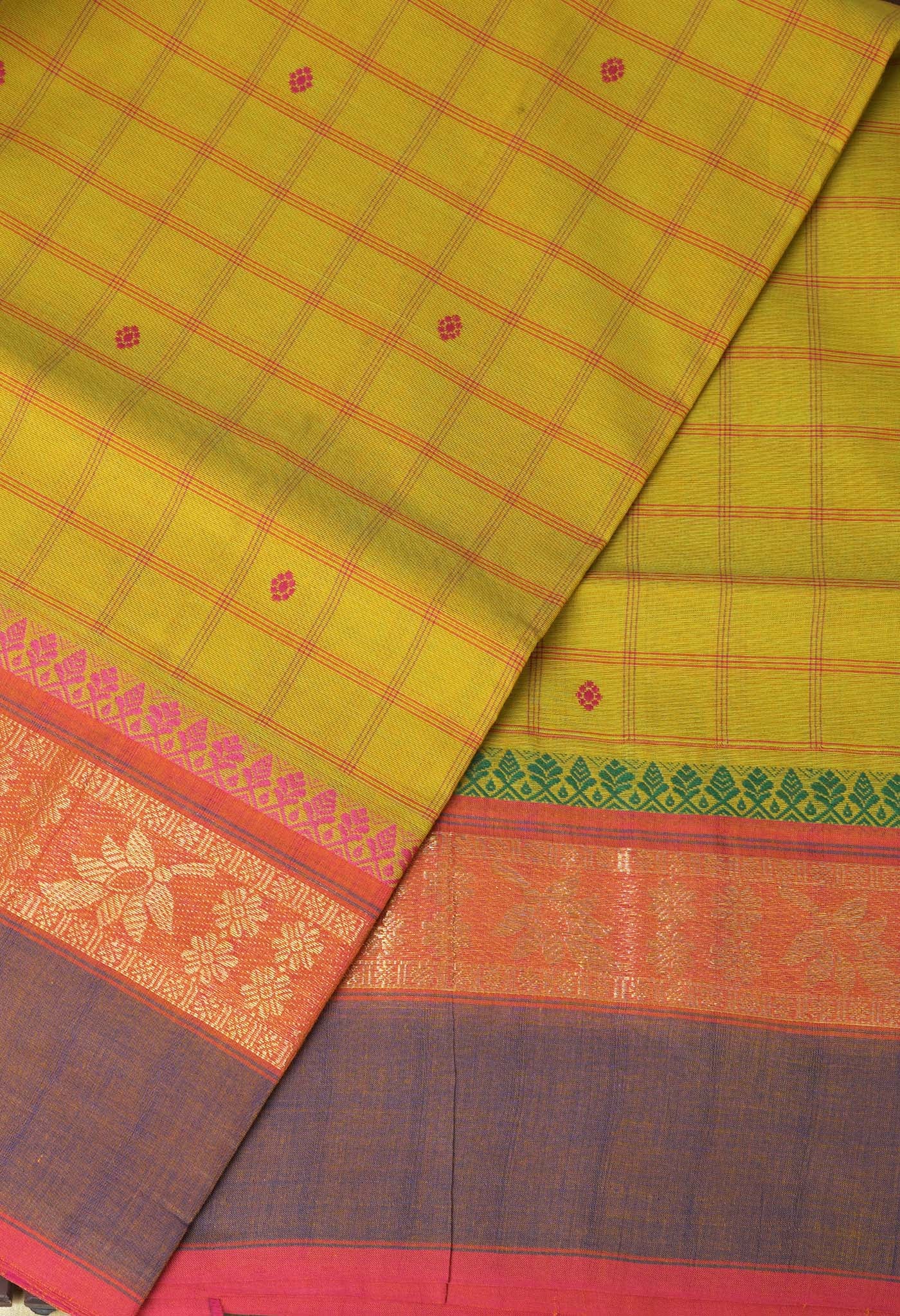 Green Pure Pavani Handcrafted Kanchi Cotton Saree-UNM82827