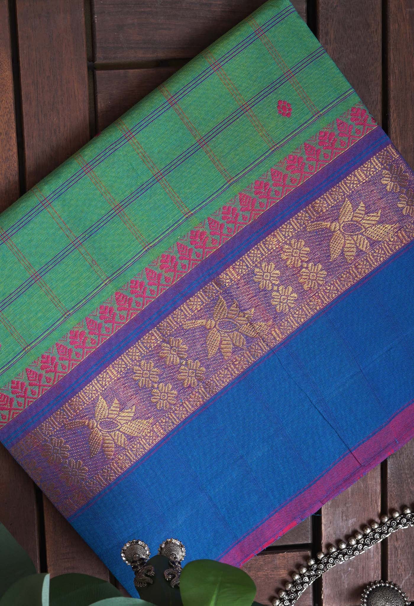 Green Pure Pavani Handcrafted Kanchi Cotton Saree-UNM82828