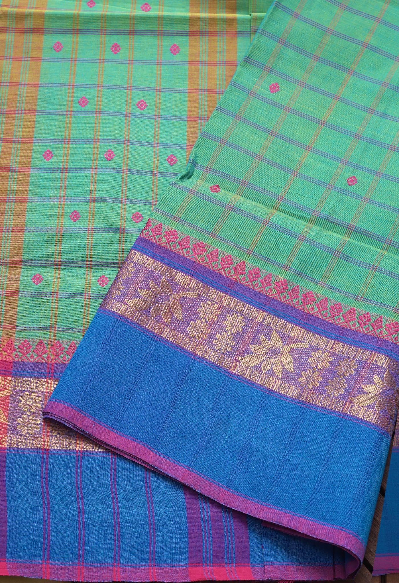 Green Pure Pavani Handcrafted Kanchi Cotton Saree-UNM82828
