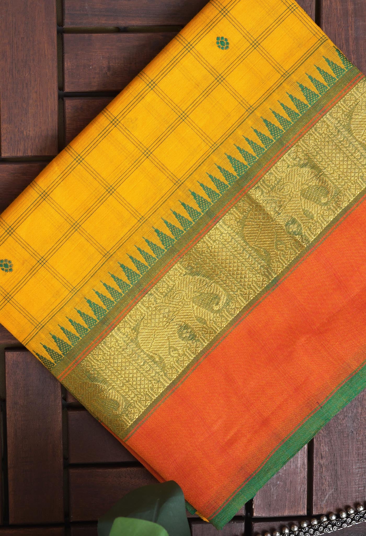 Yellow Pure Pavani Handcrafted Kanchi Cotton Saree-UNM82829