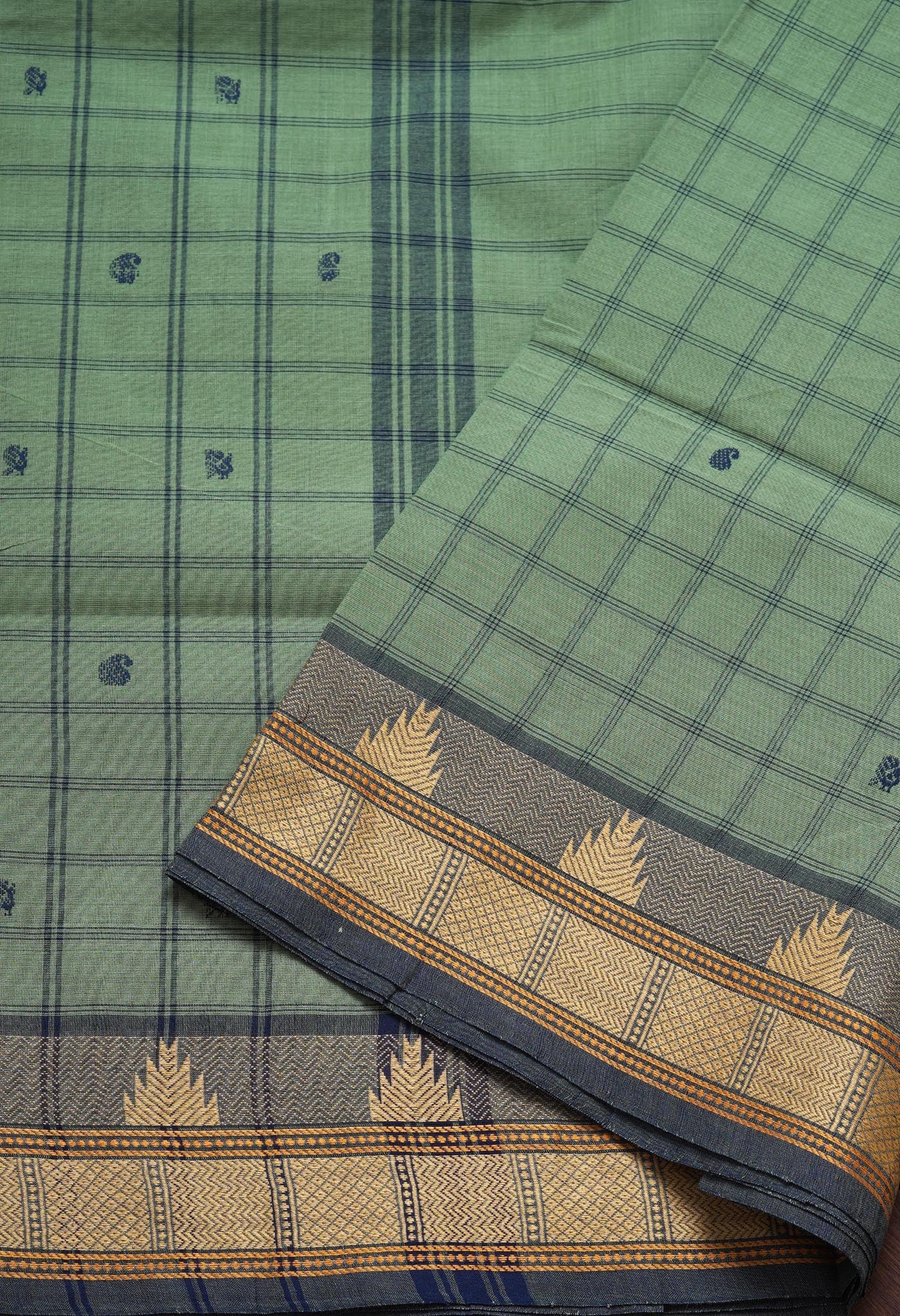 Green Pure Pavani Handcrafted Kanchi Cotton Saree-UNM82831