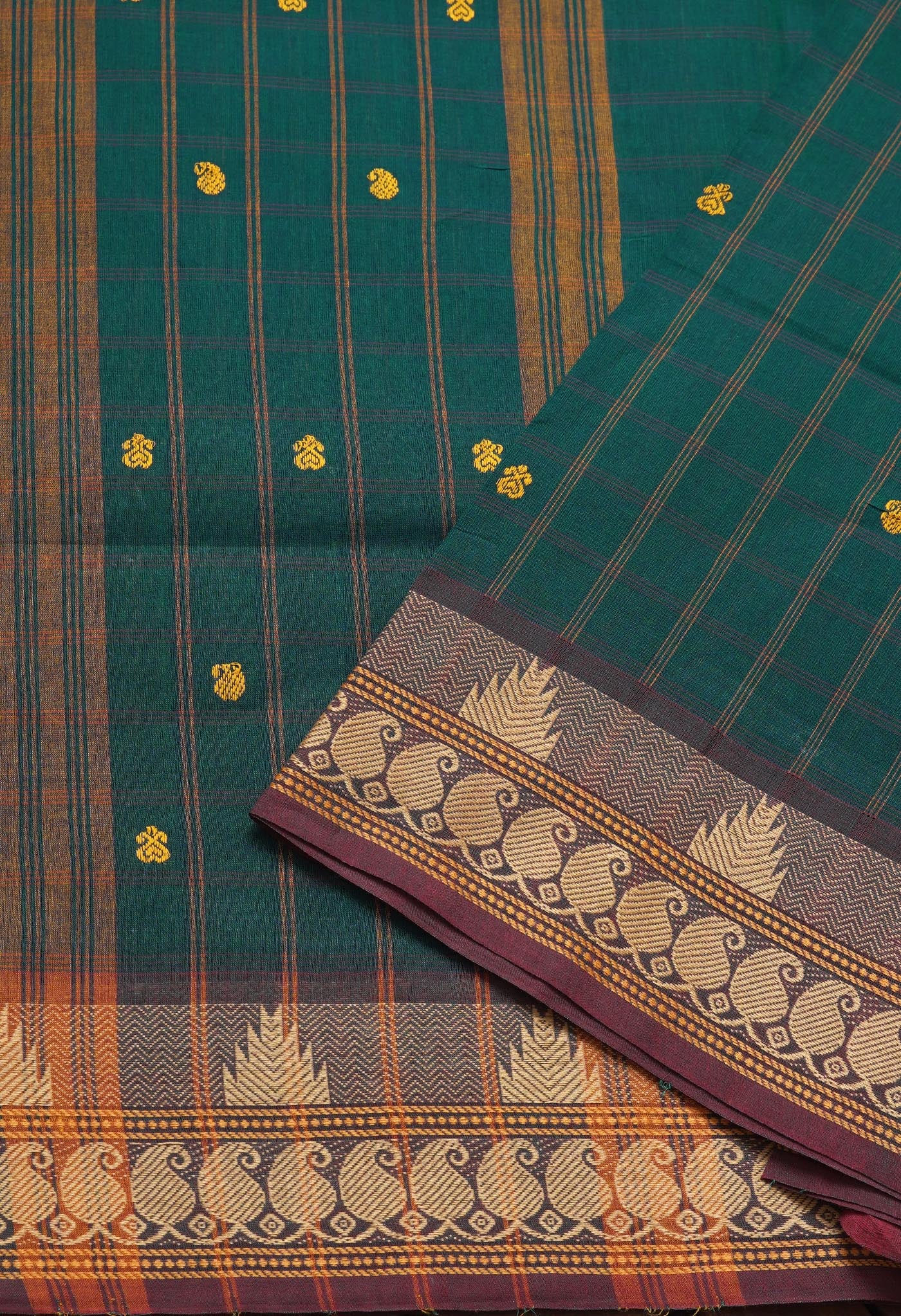 Green Pure Pavani Handcrafted Kanchi Cotton Saree-UNM82832