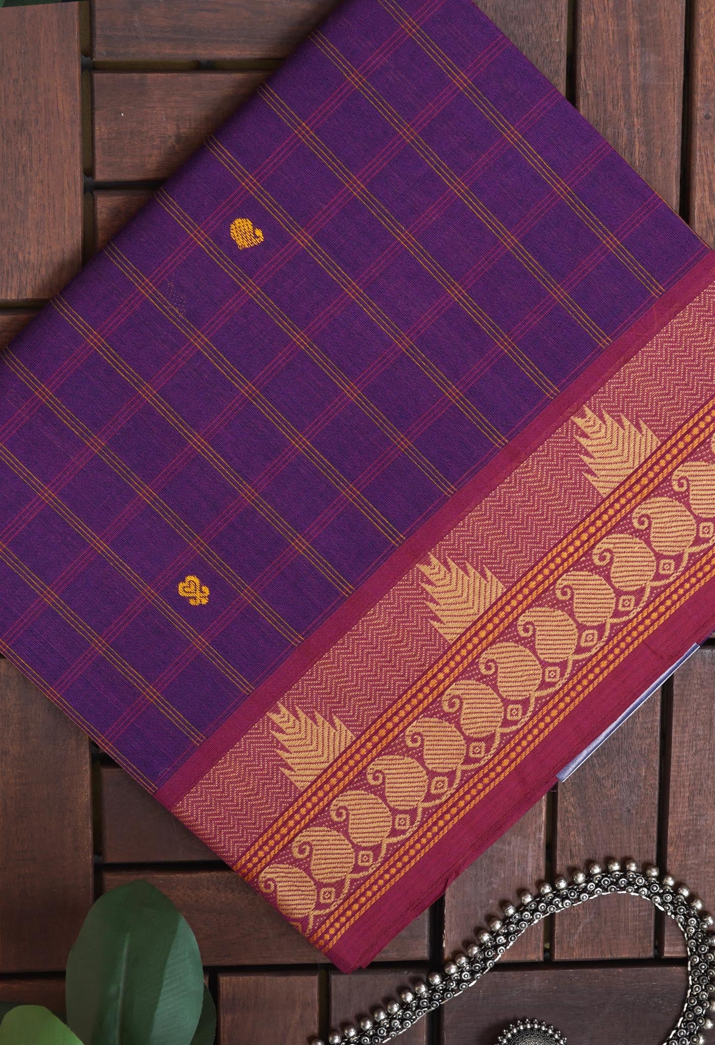 Violet Pure Pavani Handcrafted Kanchi Cotton Saree-UNM82833