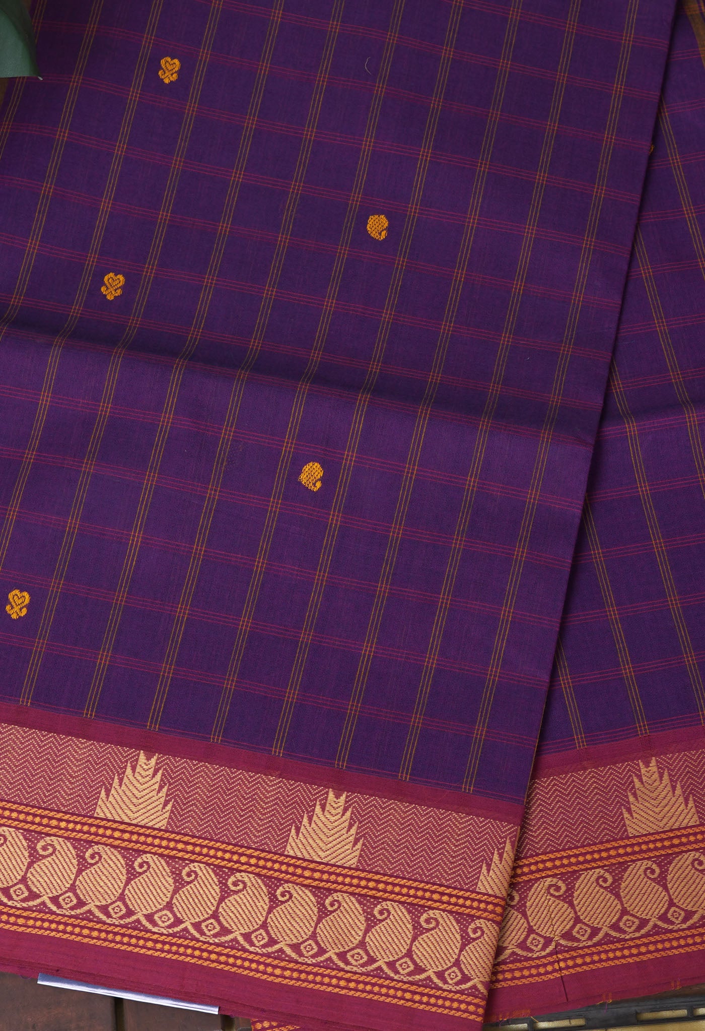 Violet Pure Pavani Handcrafted Kanchi Cotton Saree-UNM82833