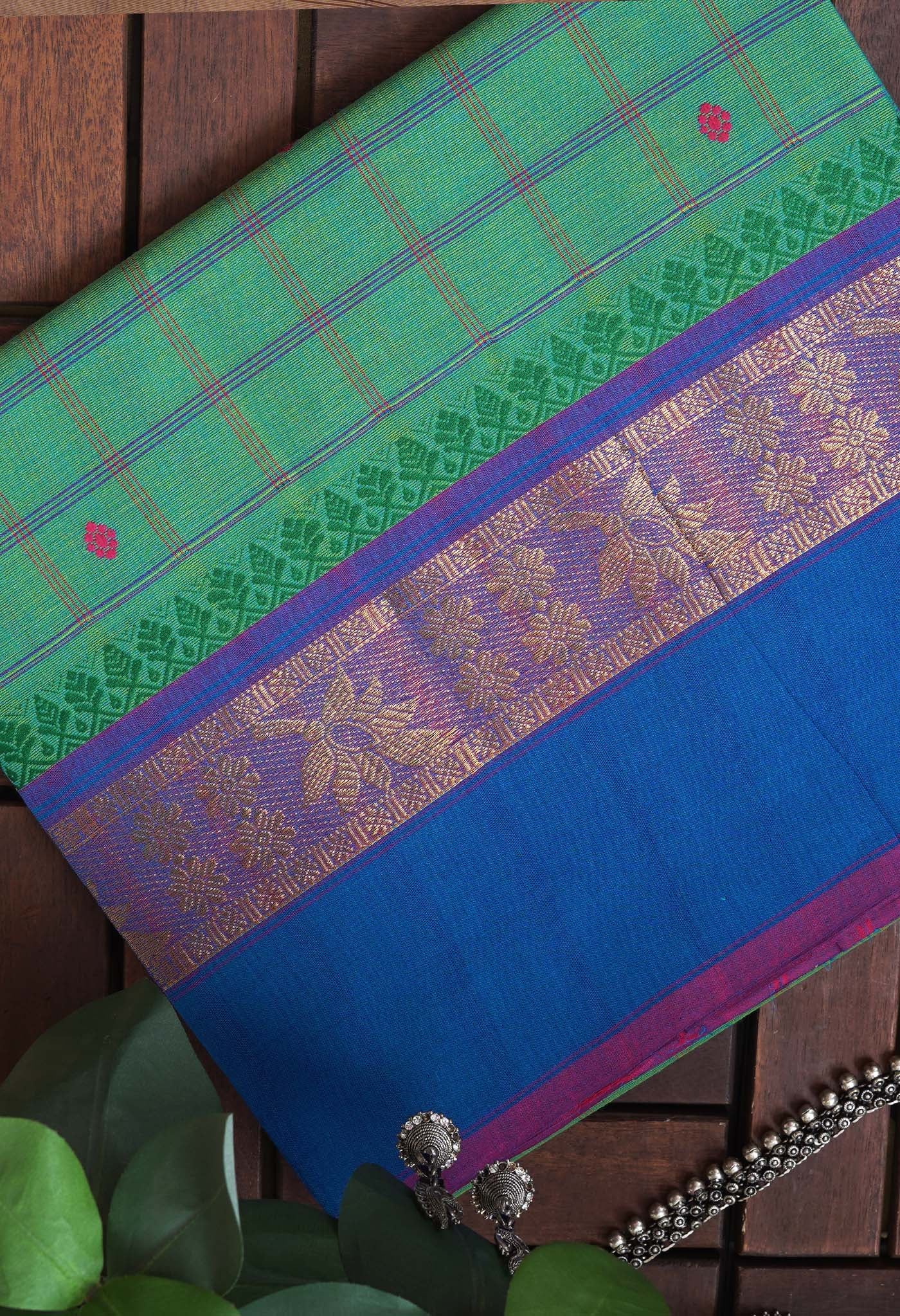 Green Pure Pavani Handcrafted Kanchi Cotton Saree-UNM82834