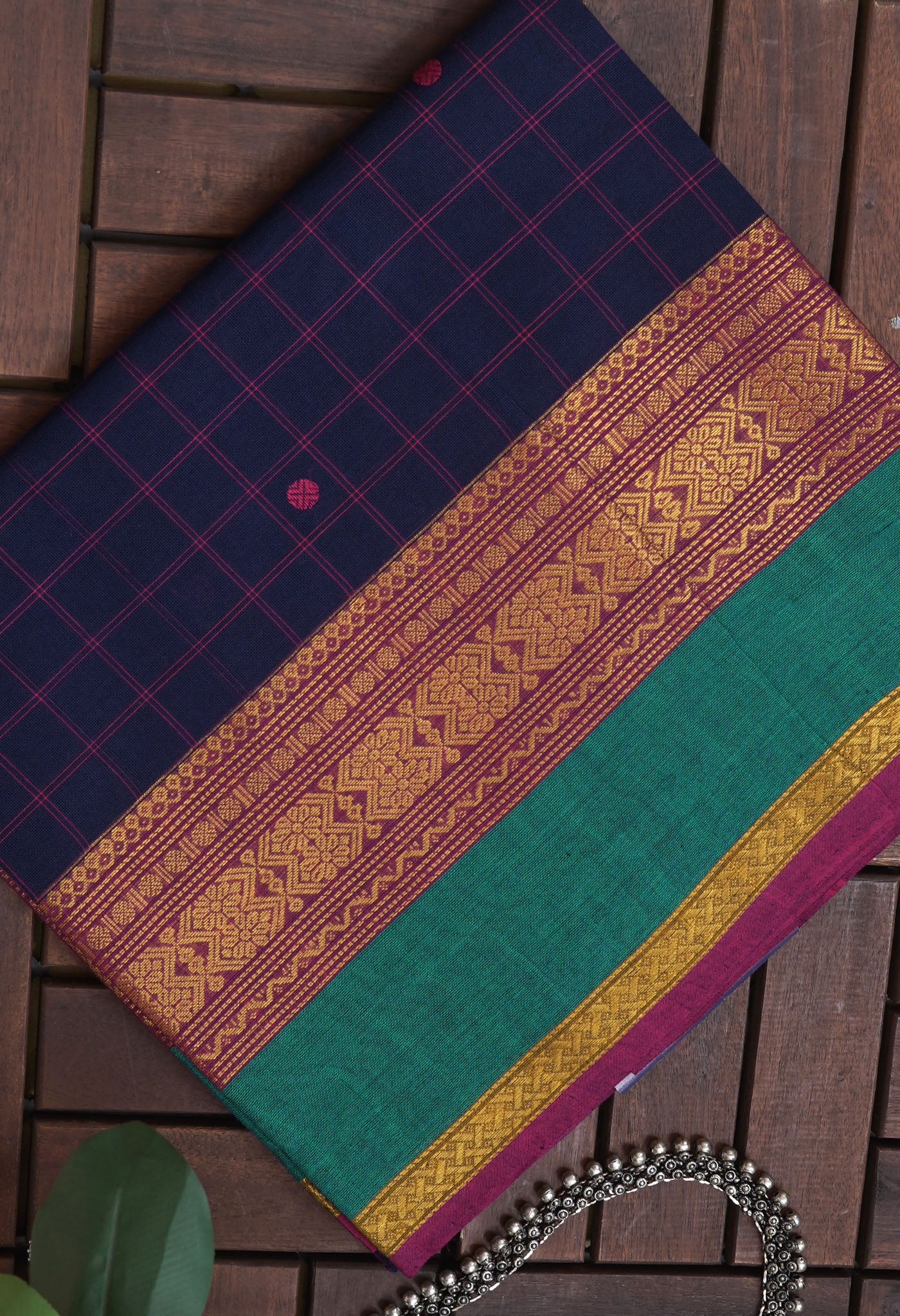 Navy Blue Pure Pavani Handcrafted Kanchi Cotton Saree-UNM82835