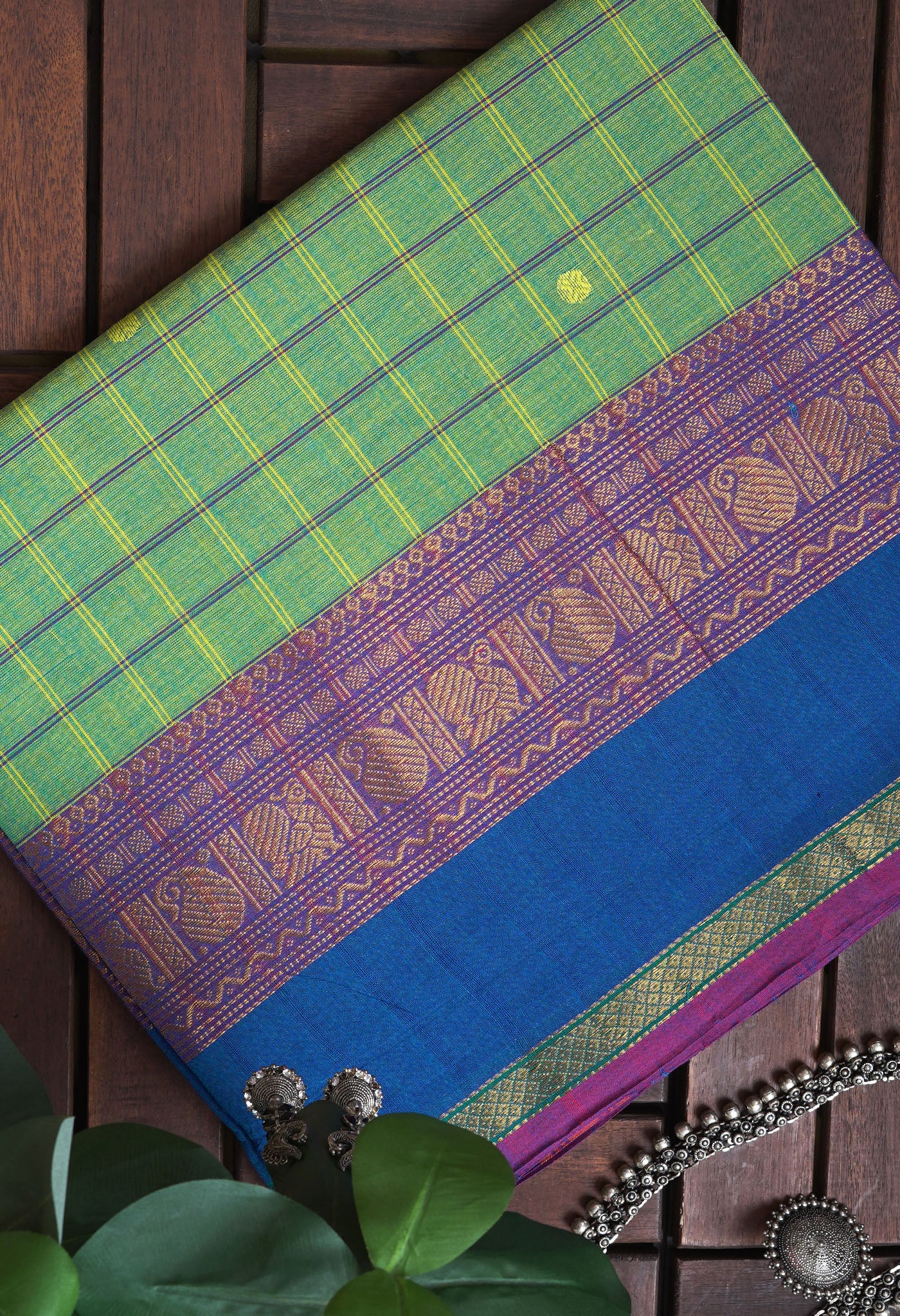 Green Pure Pavani Handcrafted Kanchi Cotton Saree-UNM82836