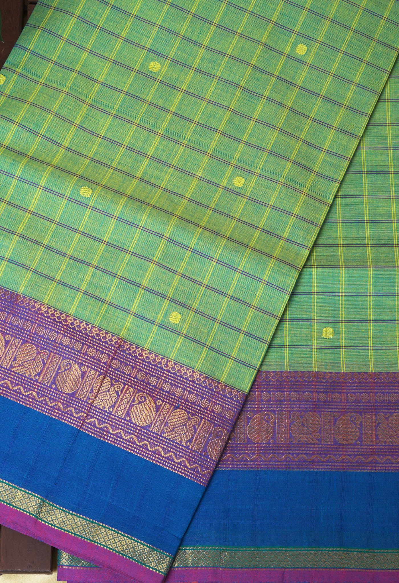 Green Pure Pavani Handcrafted Kanchi Cotton Saree-UNM82836