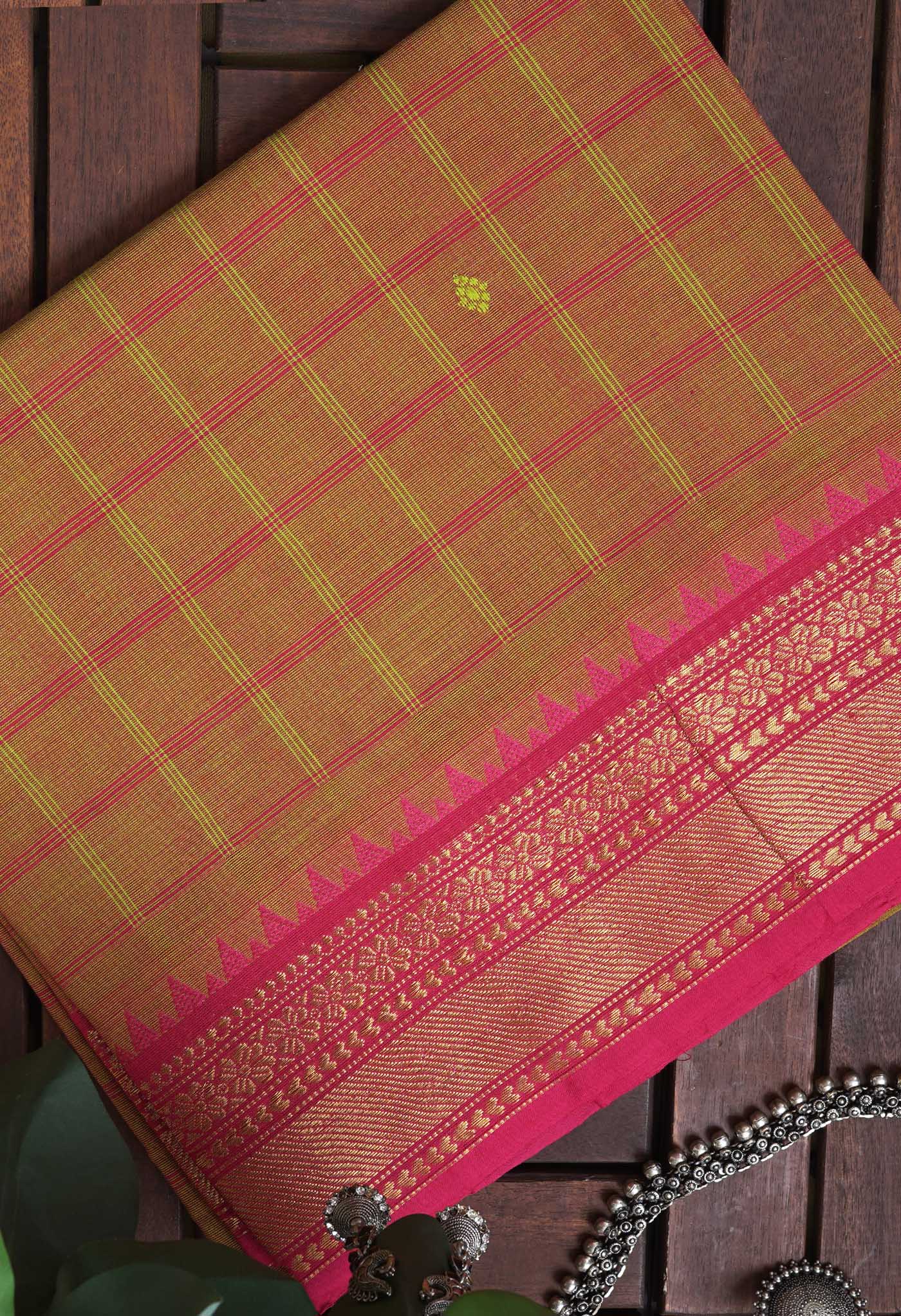 Green Pure Pavani Handcrafted Kanchi Cotton Saree-UNM82838