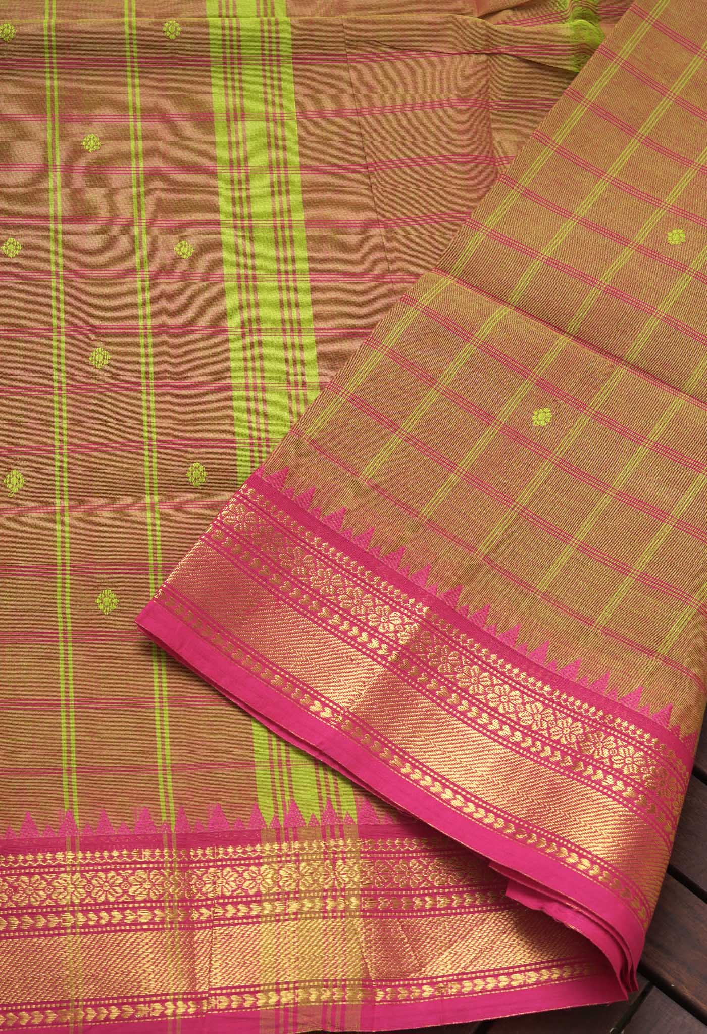 Green Pure Pavani Handcrafted Kanchi Cotton Saree-UNM82838