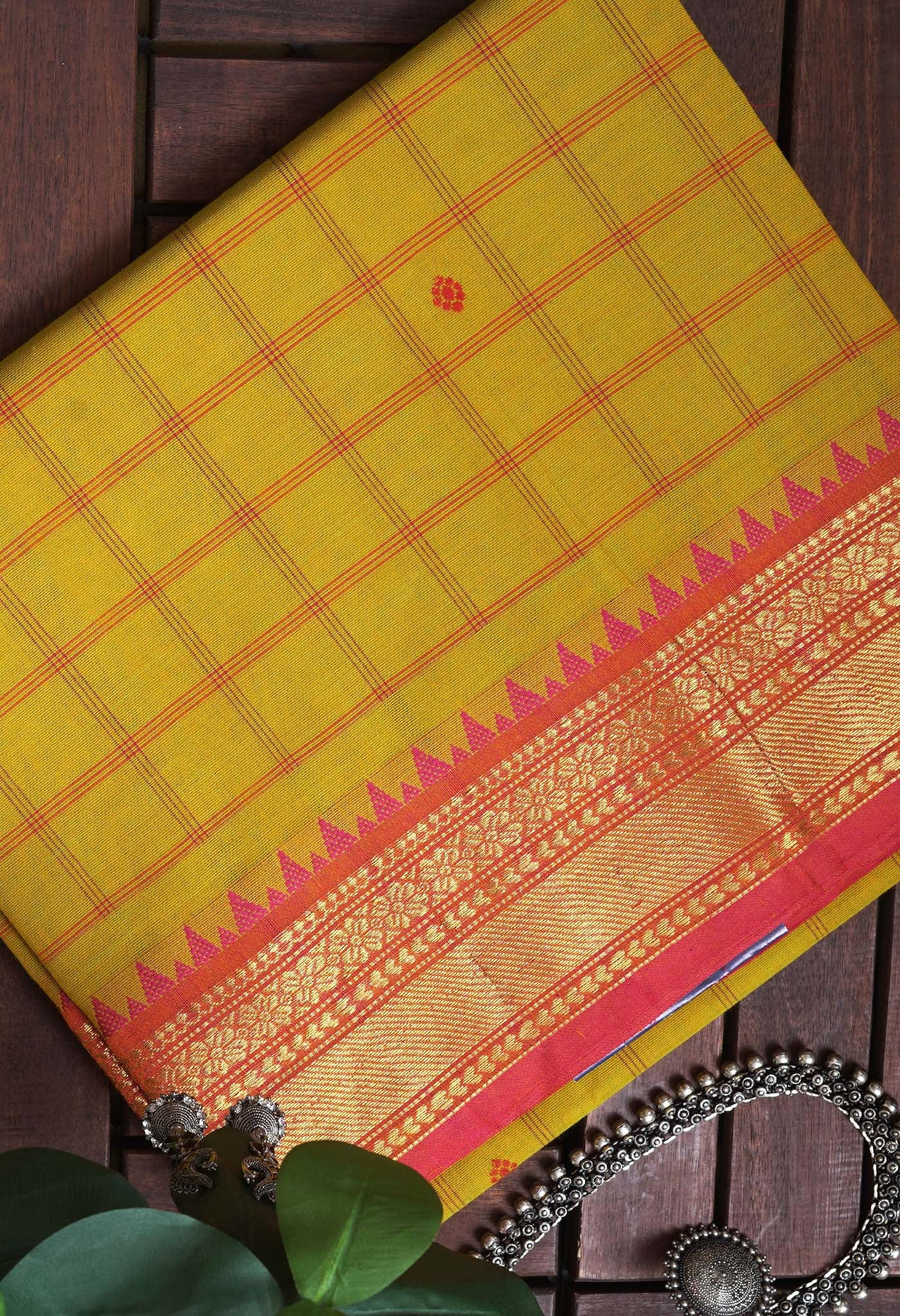 Yellow Pure Pavani Handcrafted Kanchi Cotton Saree-UNM82839