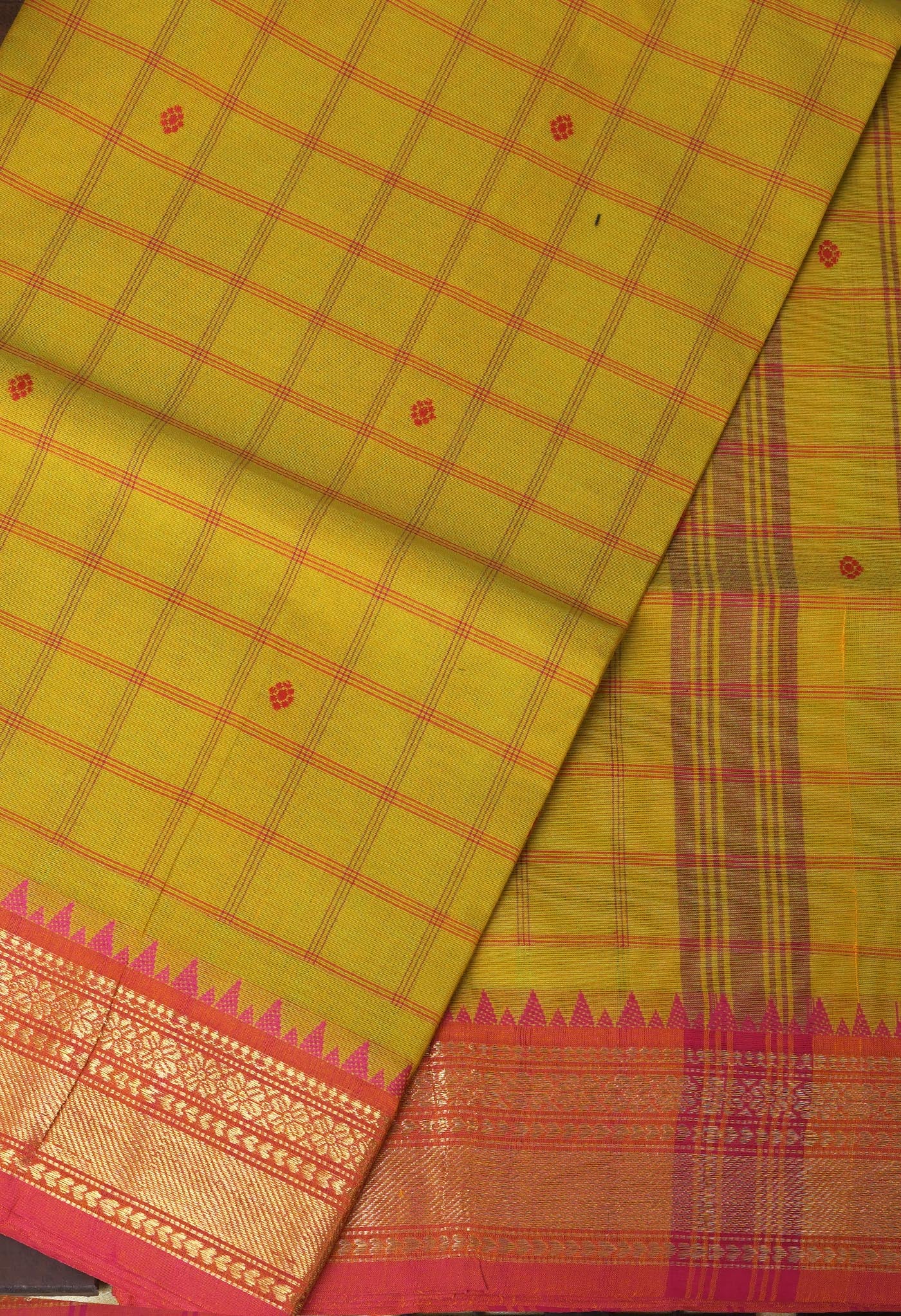 Yellow Pure Pavani Handcrafted Kanchi Cotton Saree-UNM82839