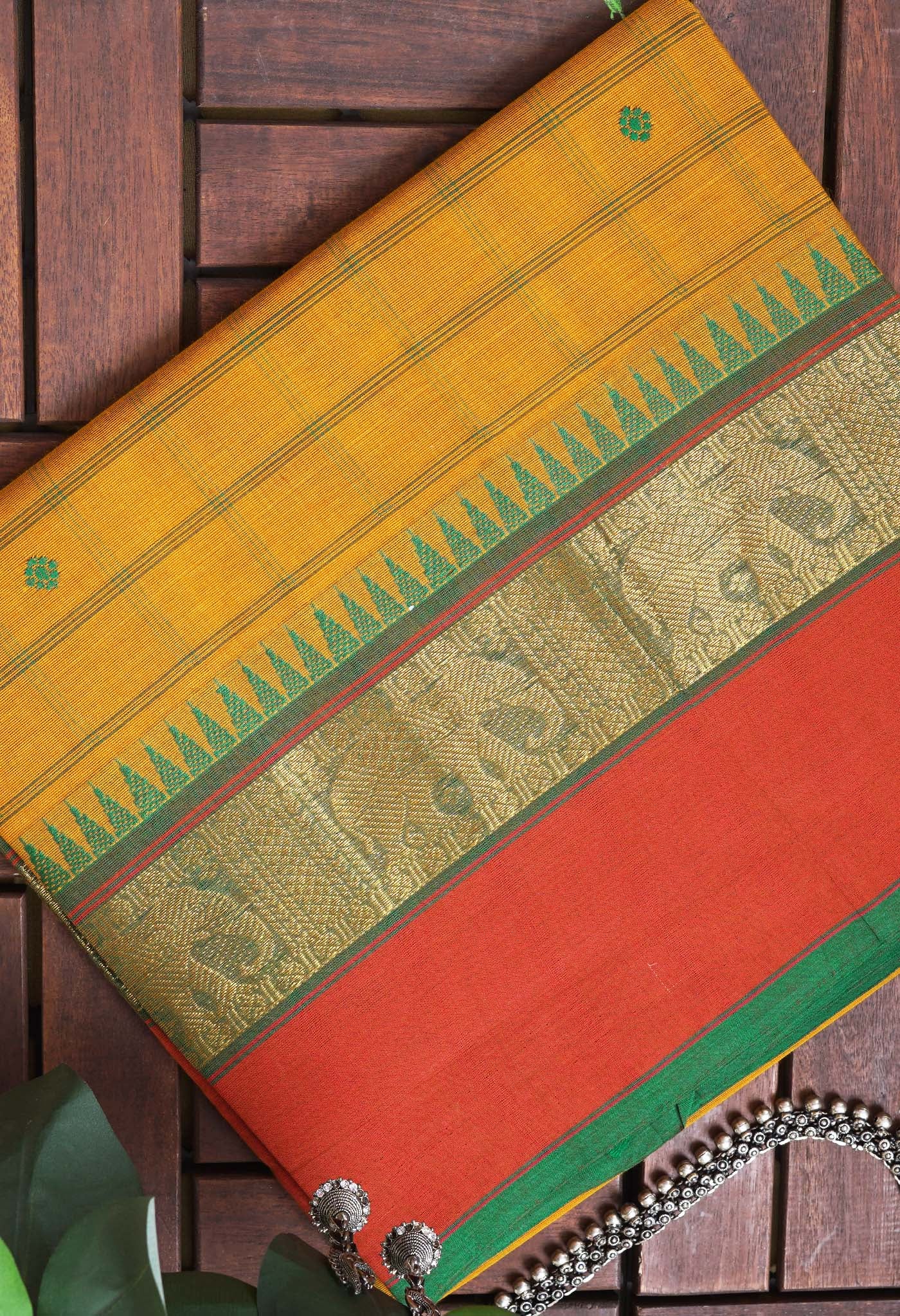 Yellow Pure Pavani Handcrafted Kanchi Cotton Saree-UNM82841