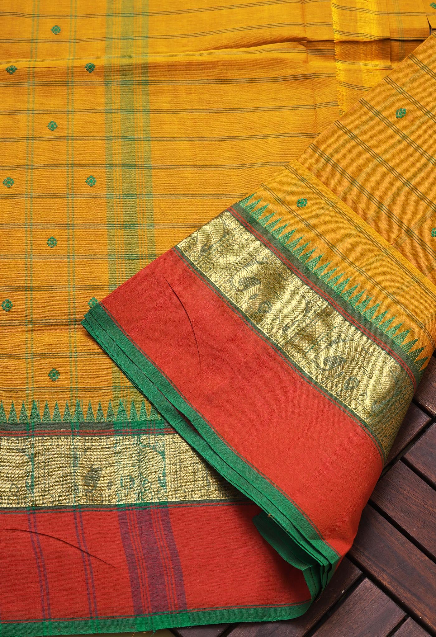 Yellow Pure Pavani Handcrafted Kanchi Cotton Saree-UNM82841