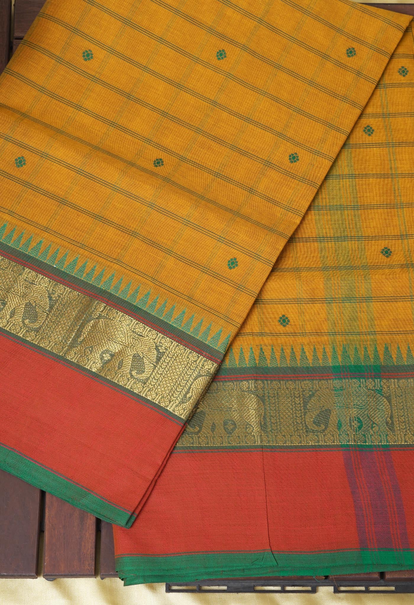 Yellow Pure Pavani Handcrafted Kanchi Cotton Saree-UNM82841