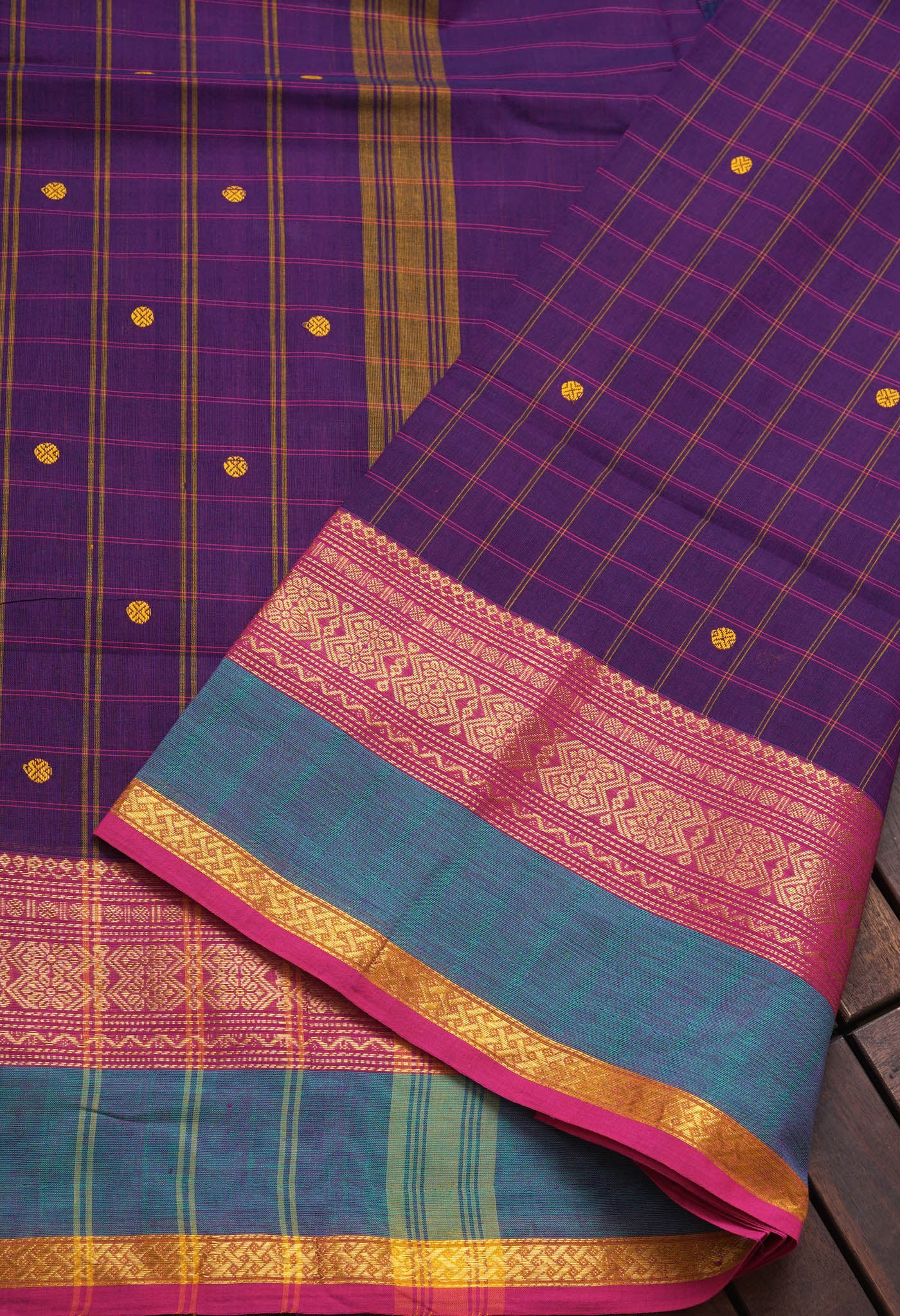 Violet Pure Pavani Handcrafted Kanchi Cotton Saree-UNM82842
