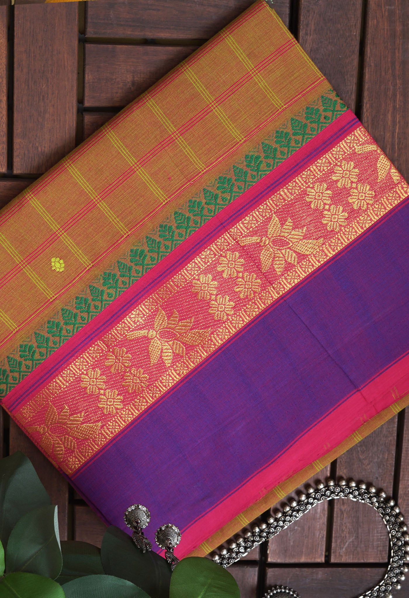 Green Pure Pavani Handcrafted Kanchi Cotton Saree-UNM82843