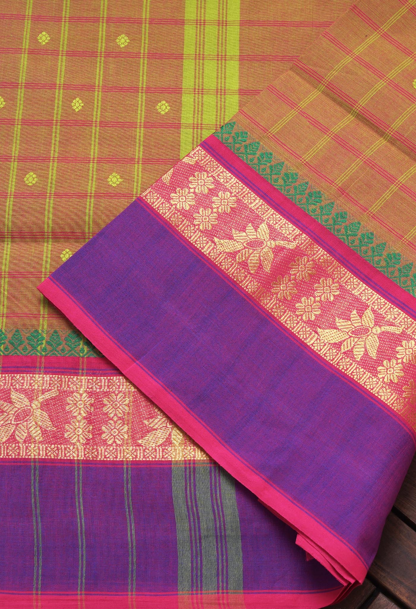 Green Pure Pavani Handcrafted Kanchi Cotton Saree-UNM82843