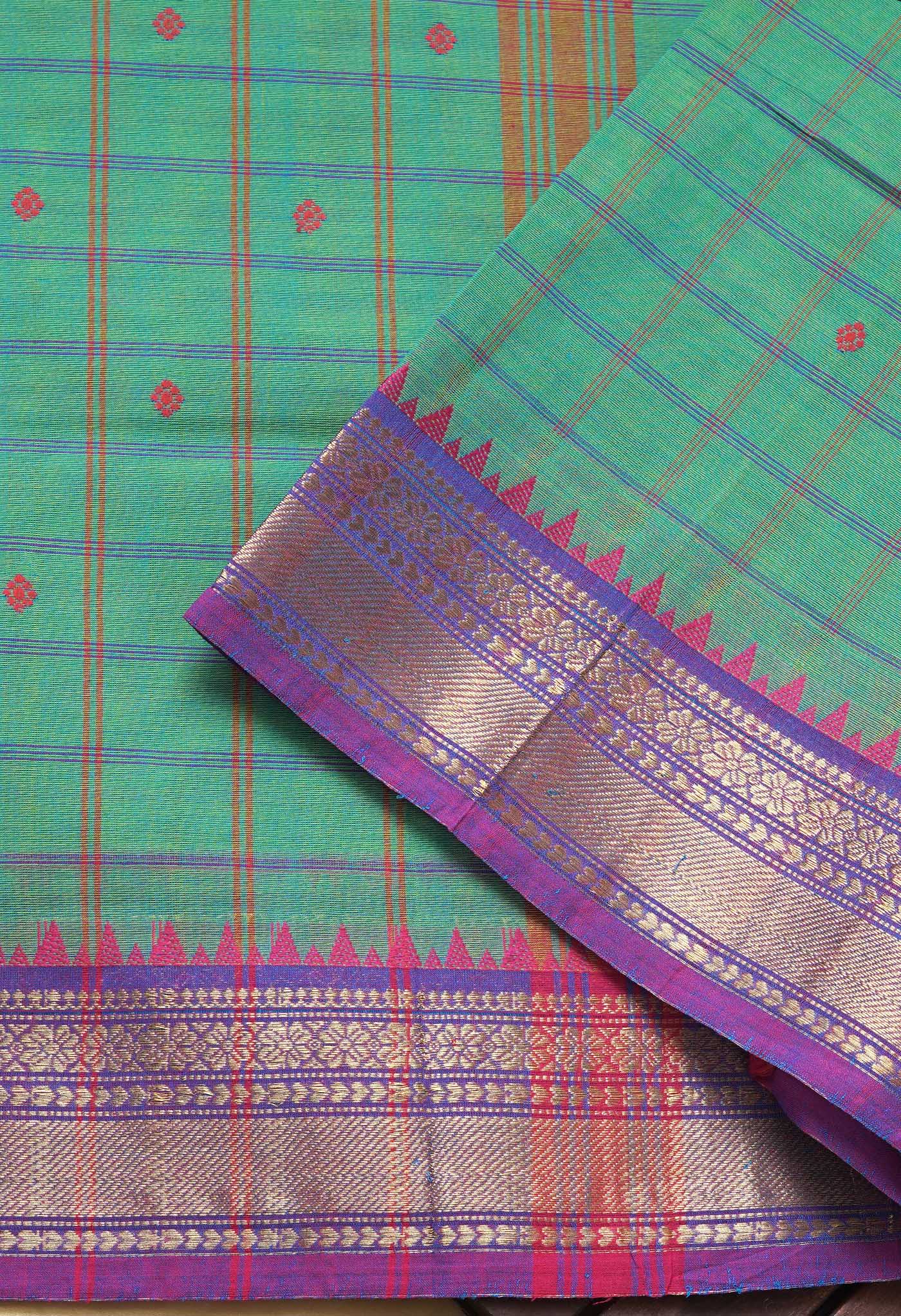 Green Pure Pavani Handcrafted Kanchi Cotton Saree-UNM82844
