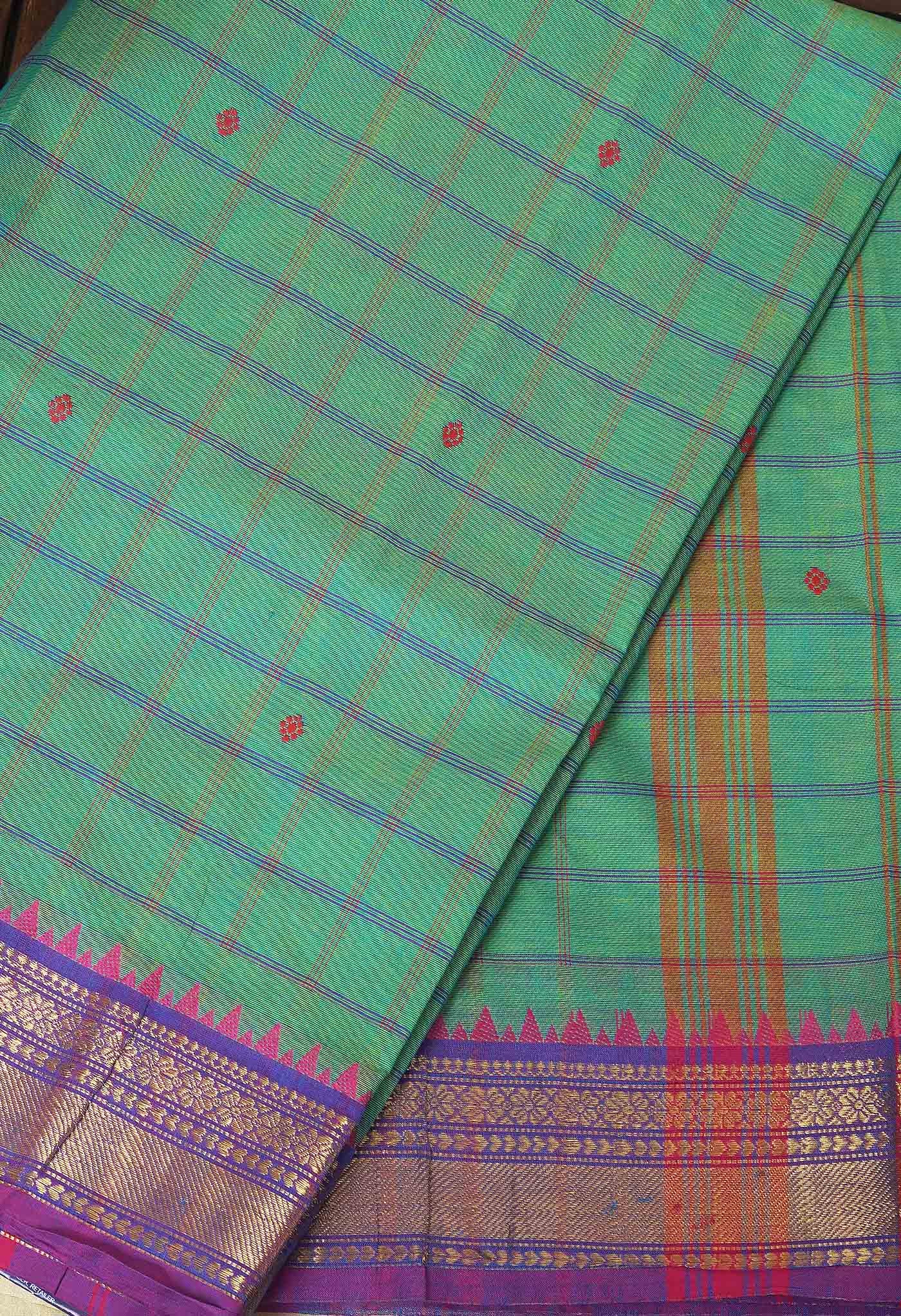 Green Pure Pavani Handcrafted Kanchi Cotton Saree-UNM82844