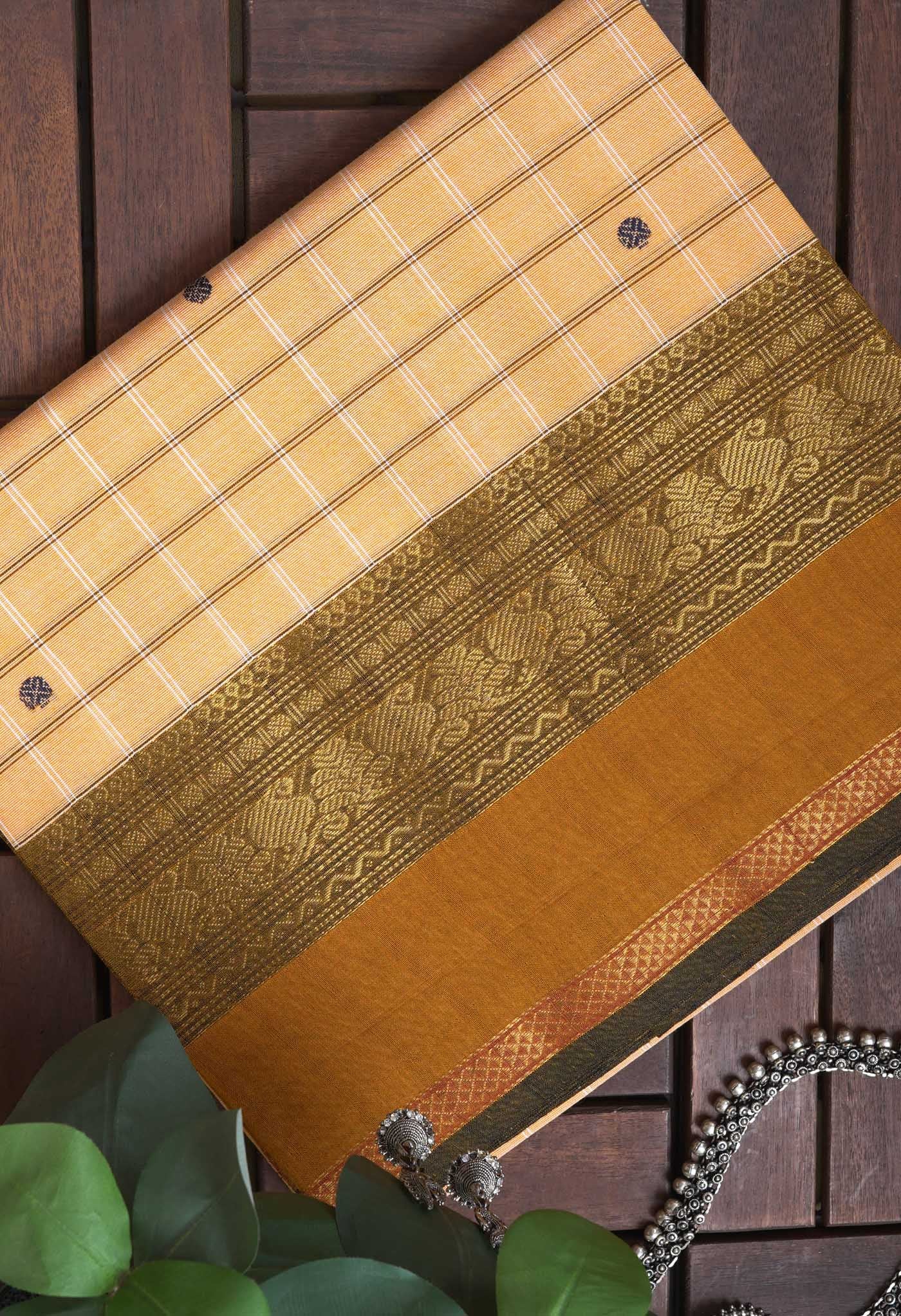 Orange Pure Pavani Handcrafted Kanchi Cotton Saree-UNM82847
