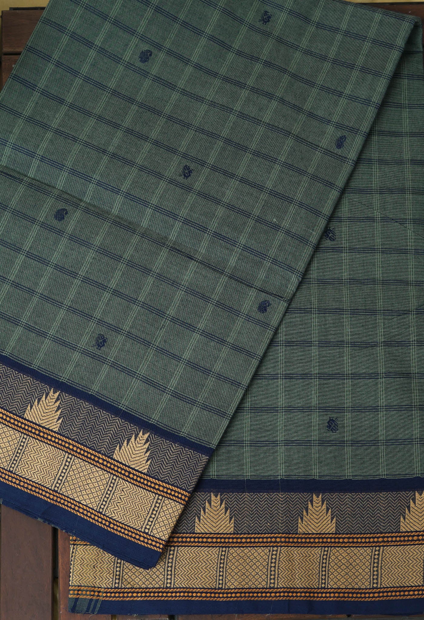 Green Pure Pavani Handcrafted Kanchi Cotton Saree-UNM82849