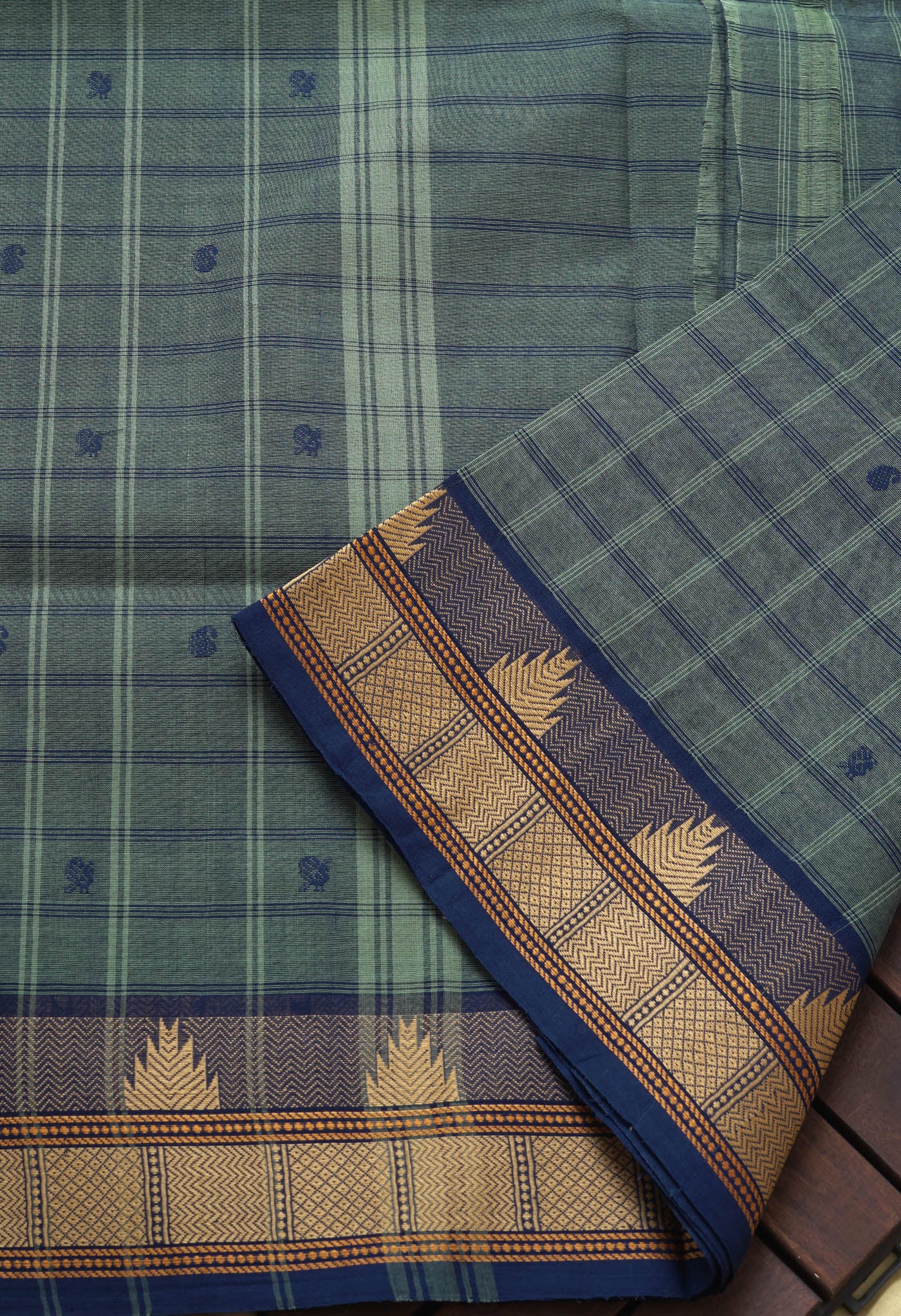 Green Pure Pavani Handcrafted Kanchi Cotton Saree-UNM82849