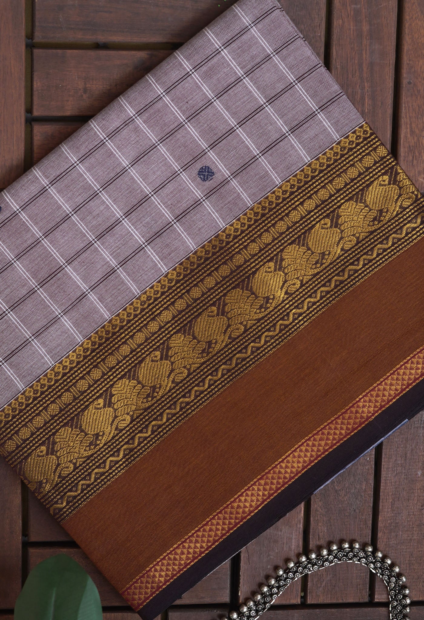 Pale Brown Pure Pavani Handcrafted Kanchi Cotton Saree-UNM82851
