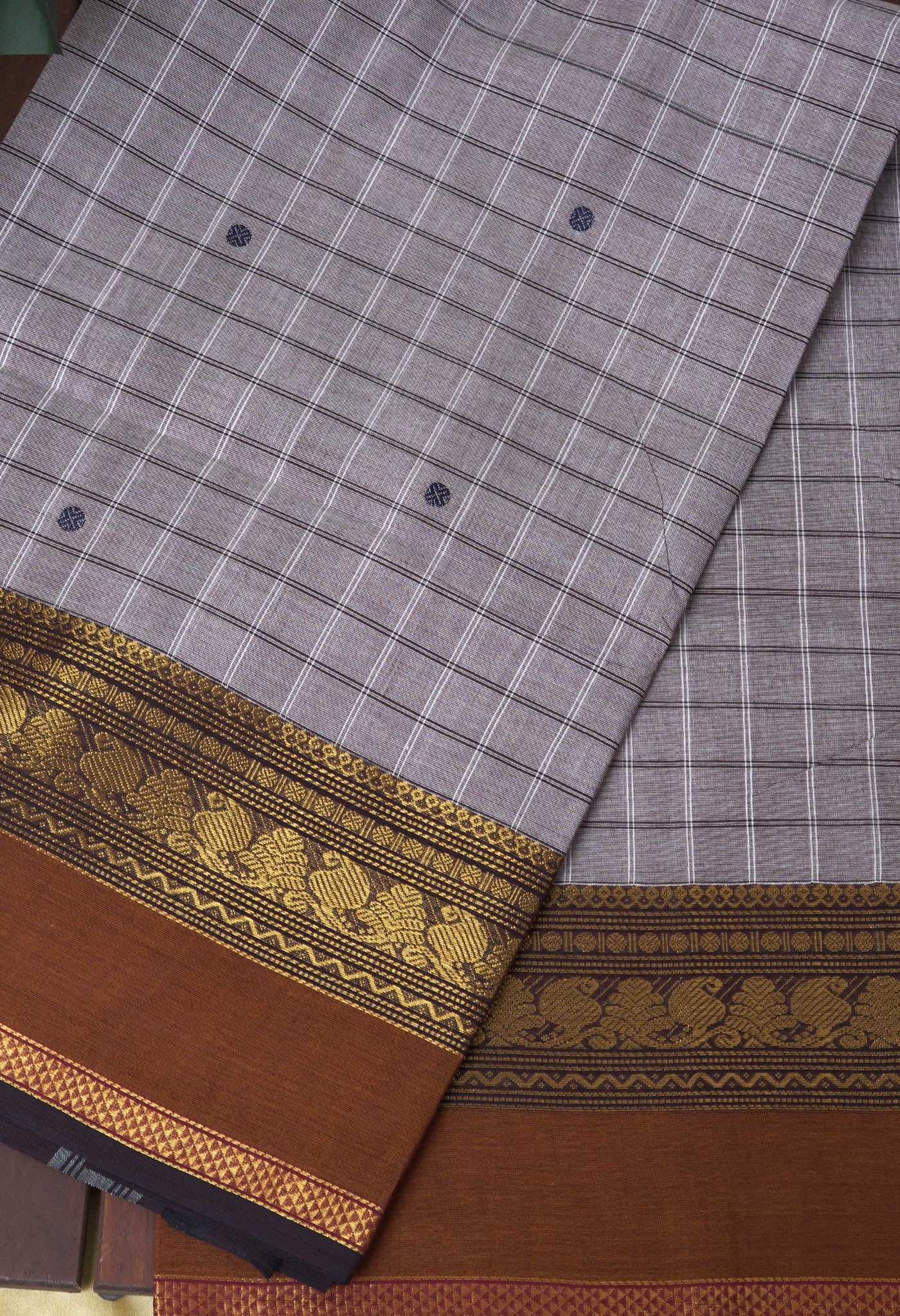Pale Brown Pure Pavani Handcrafted Kanchi Cotton Saree-UNM82851