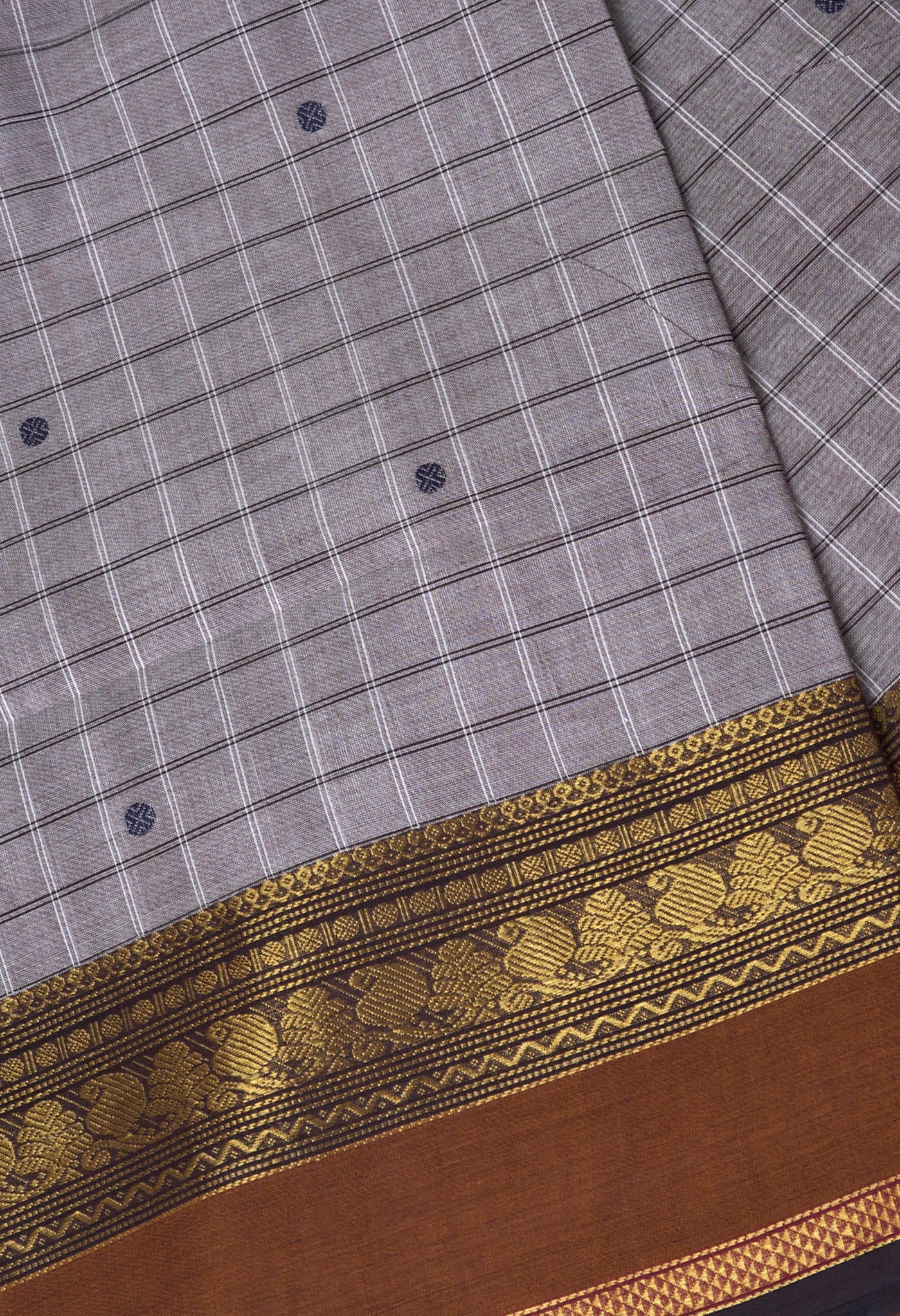 Pale Brown Pure Pavani Handcrafted Kanchi Cotton Saree-UNM82851