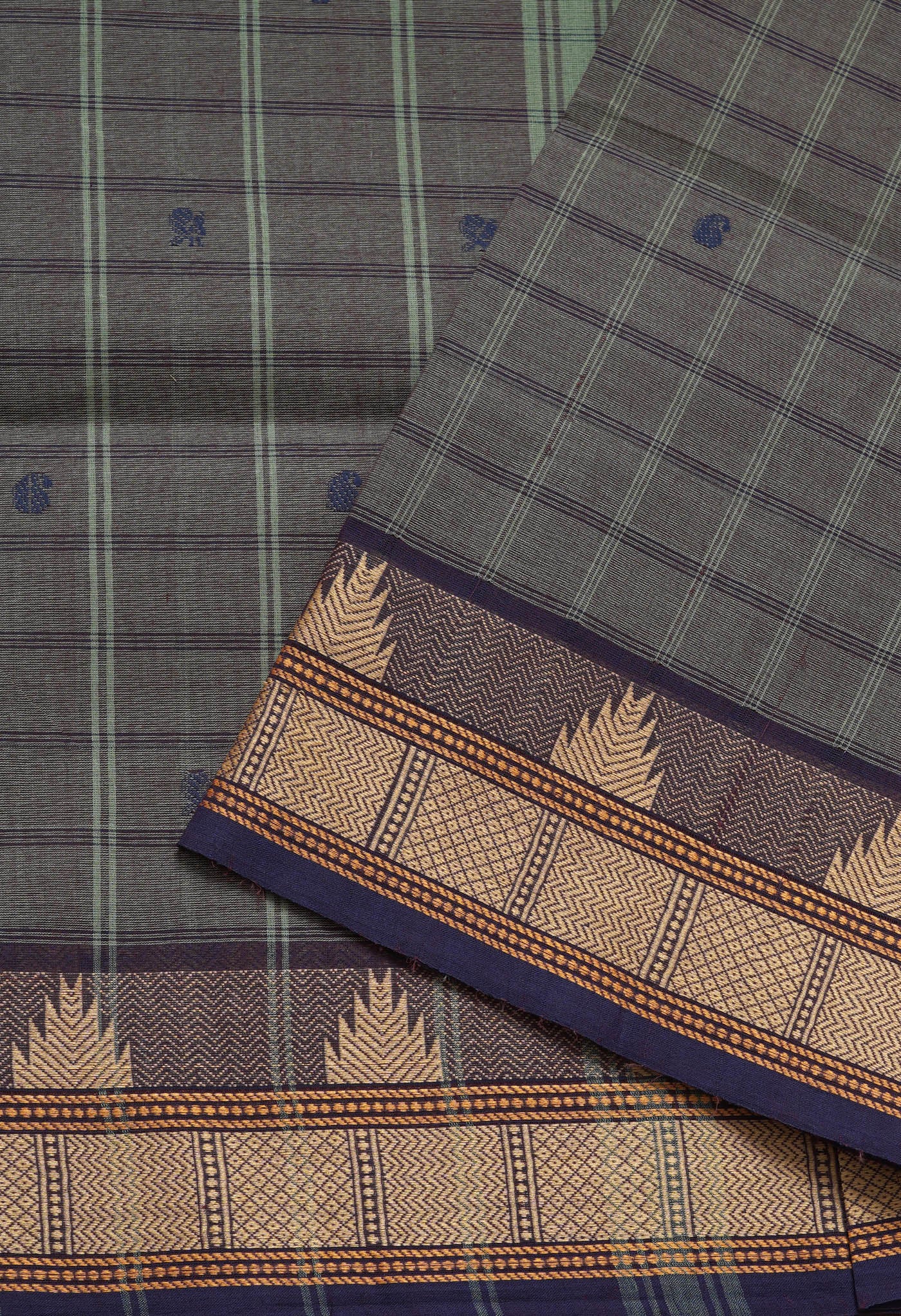 Green Pure Pavani Handcrafted Kanchi Cotton Saree-UNM82852