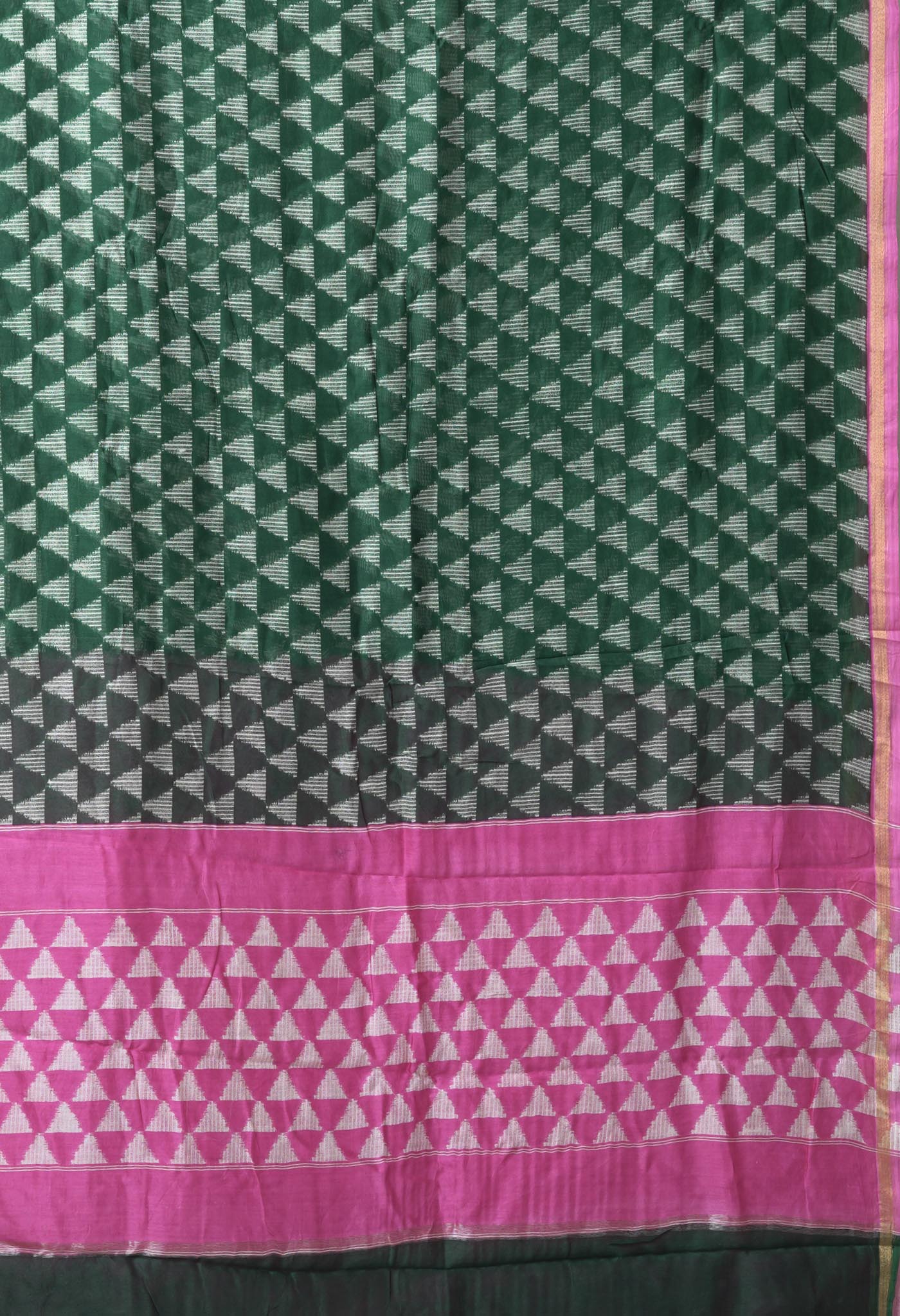 Green-Pink Pure Designer Printed Chanderi Sico Saree-UNM82855