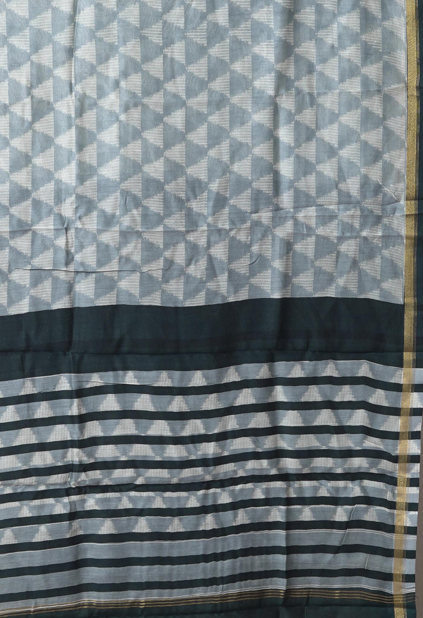 Grey-Black Pure Designer Printed Chanderi Sico Saree-UNM82856