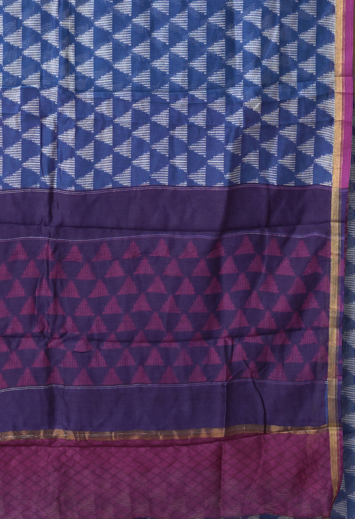 Navy Blue-Purple Pure Designer Printed Chanderi Sico Saree-UNM82857