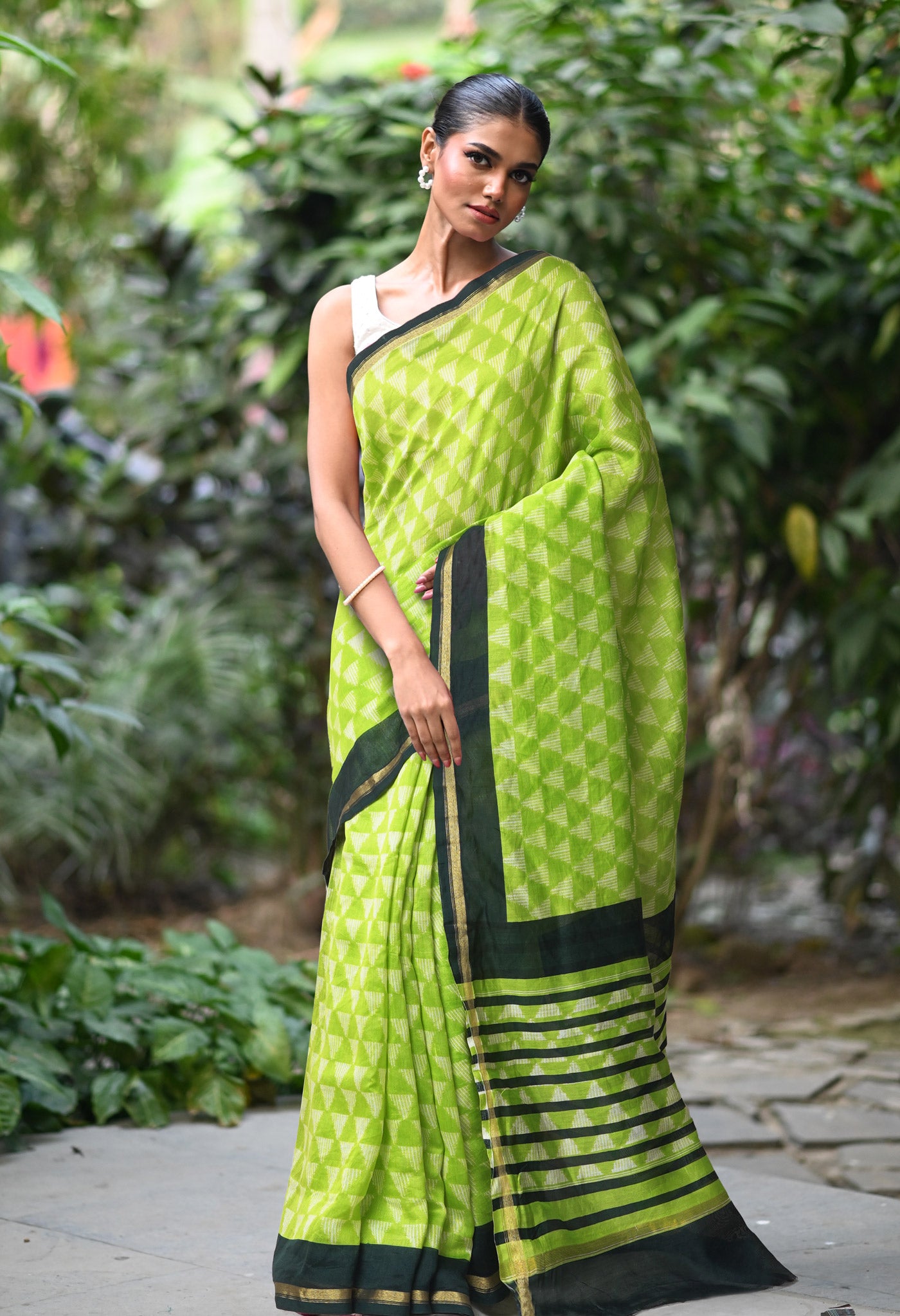Green-Green Pure Designer Printed Chanderi Sico Saree-UNM82858