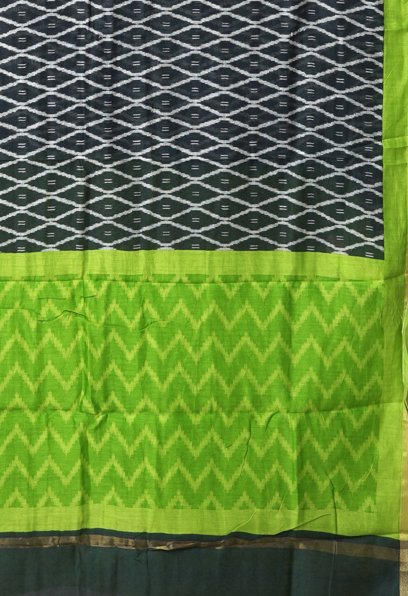 Black-Green Pure Designer Printed Chanderi Sico Saree-UNM82861