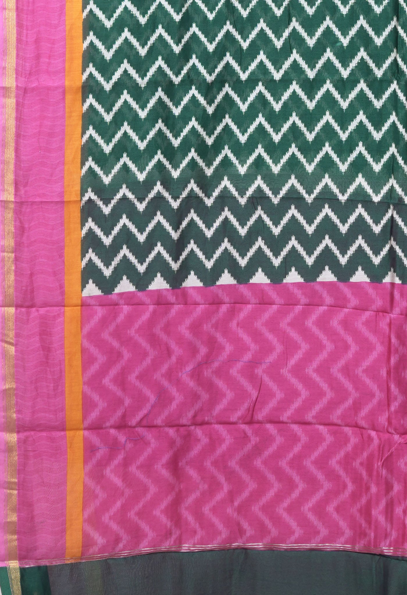 Green-Pink Pure Designer Printed Chanderi Sico Saree-UNM82863